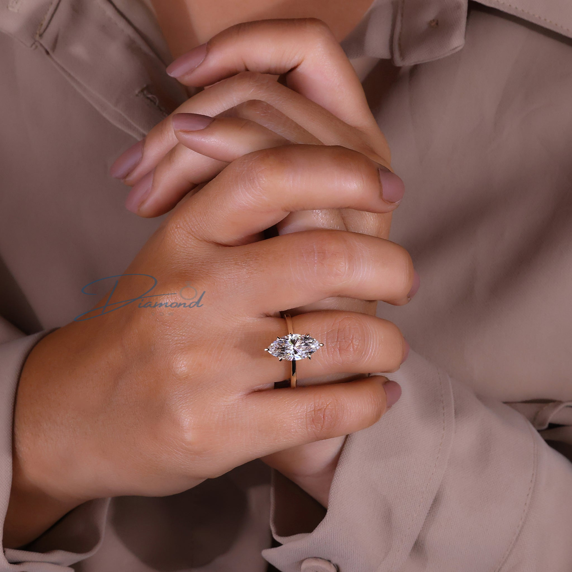 Marquise Solitaire Ring - Gold Solitaire Style