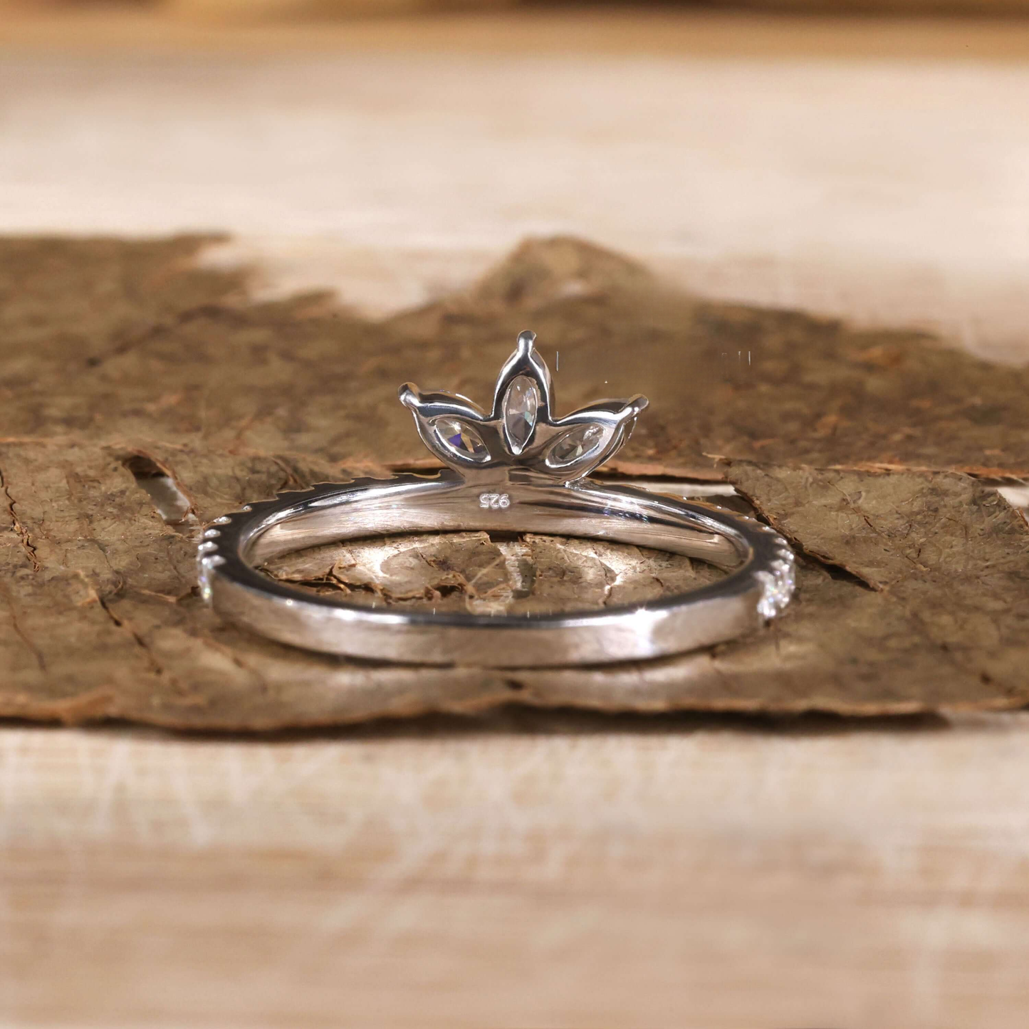 Marquise Shaped Lab-Created Diamond Ring – Tiara Style Wedding Band