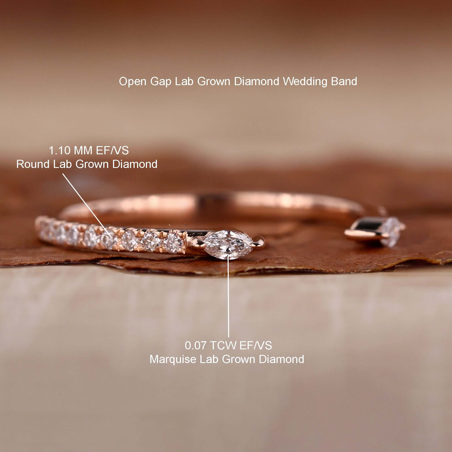 Open Gap Marquise and Round Lab Grown Diamond Wedding Band