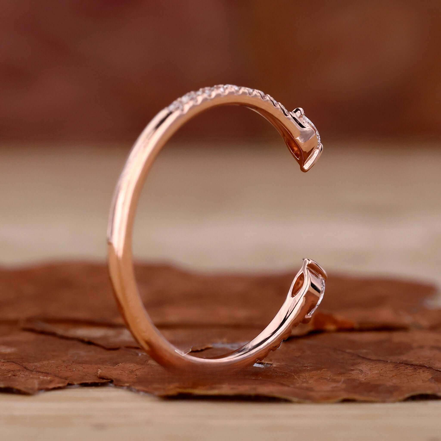 Open Gap Marquise and Round Lab Grown Diamond Wedding Band