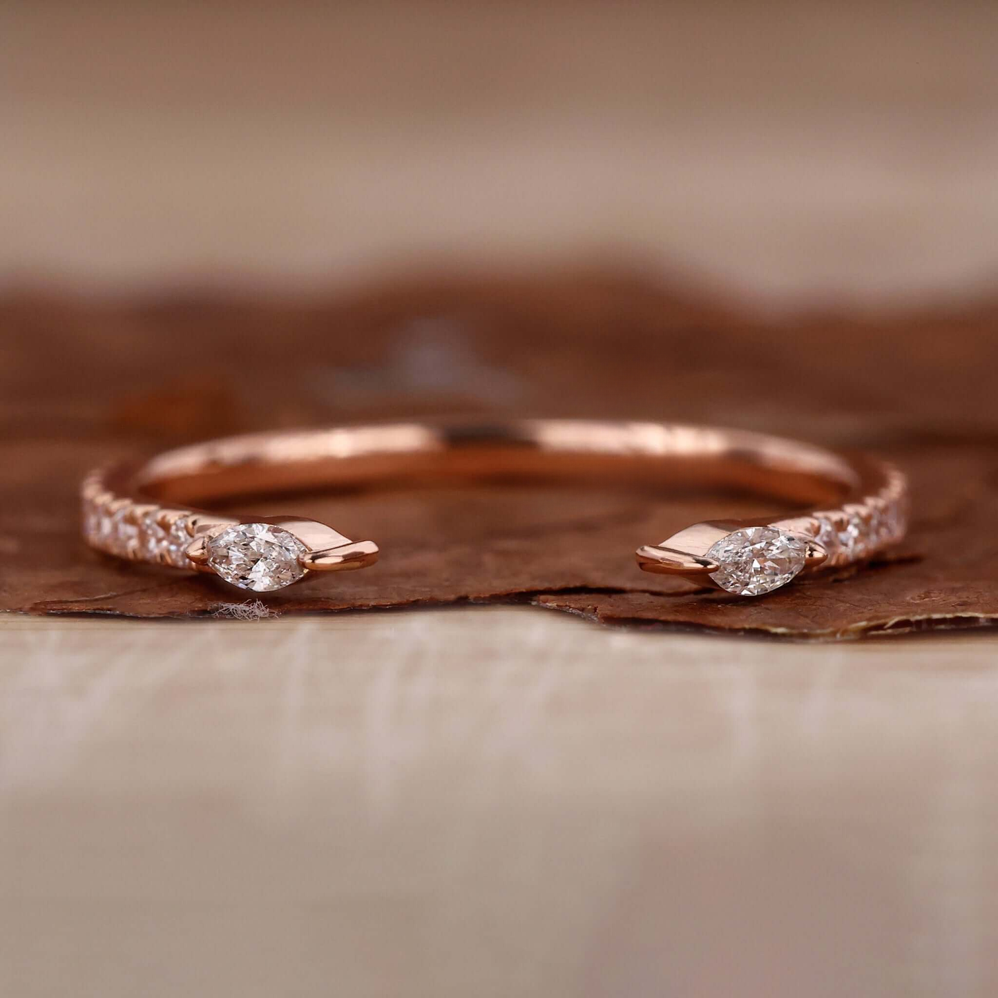 Open Gap Marquise and Round Lab Grown Diamond Wedding Band