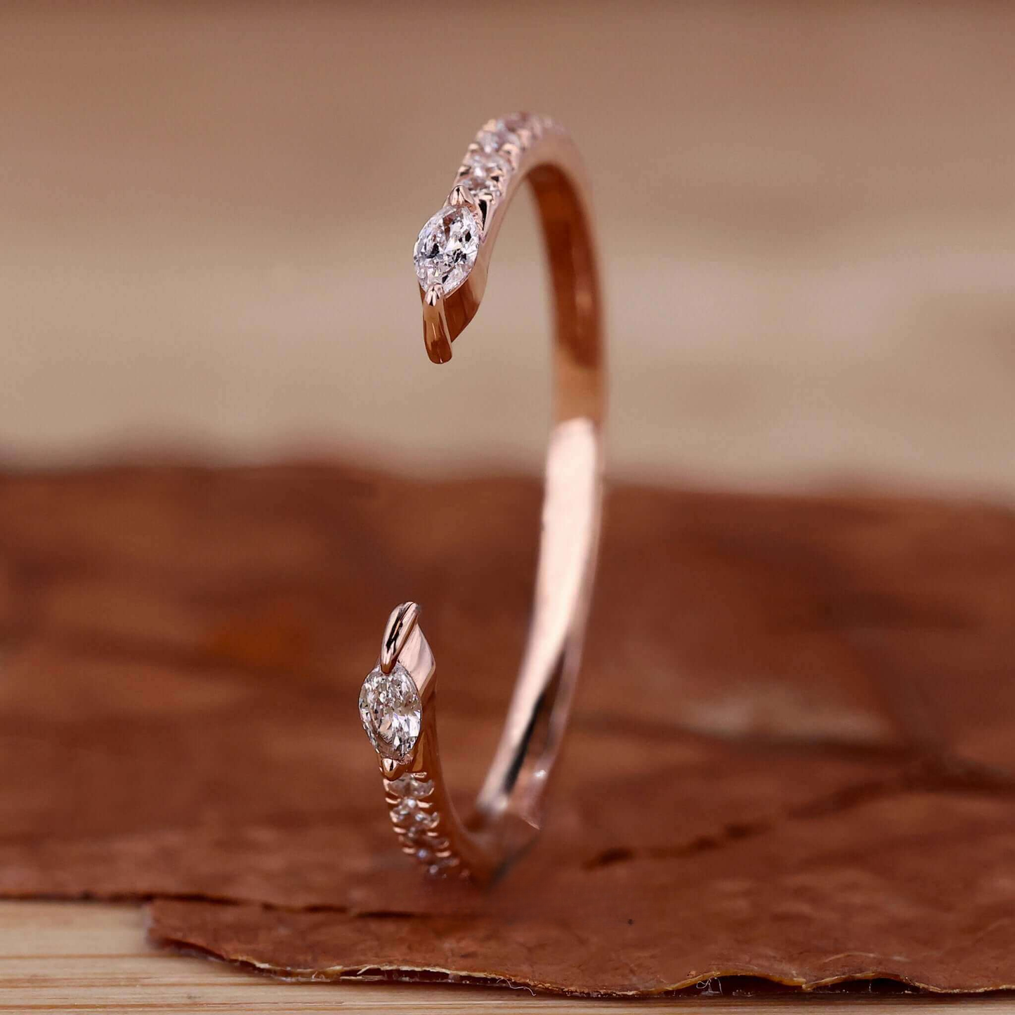 Open Gap Marquise and Round Lab Grown Diamond Wedding Band