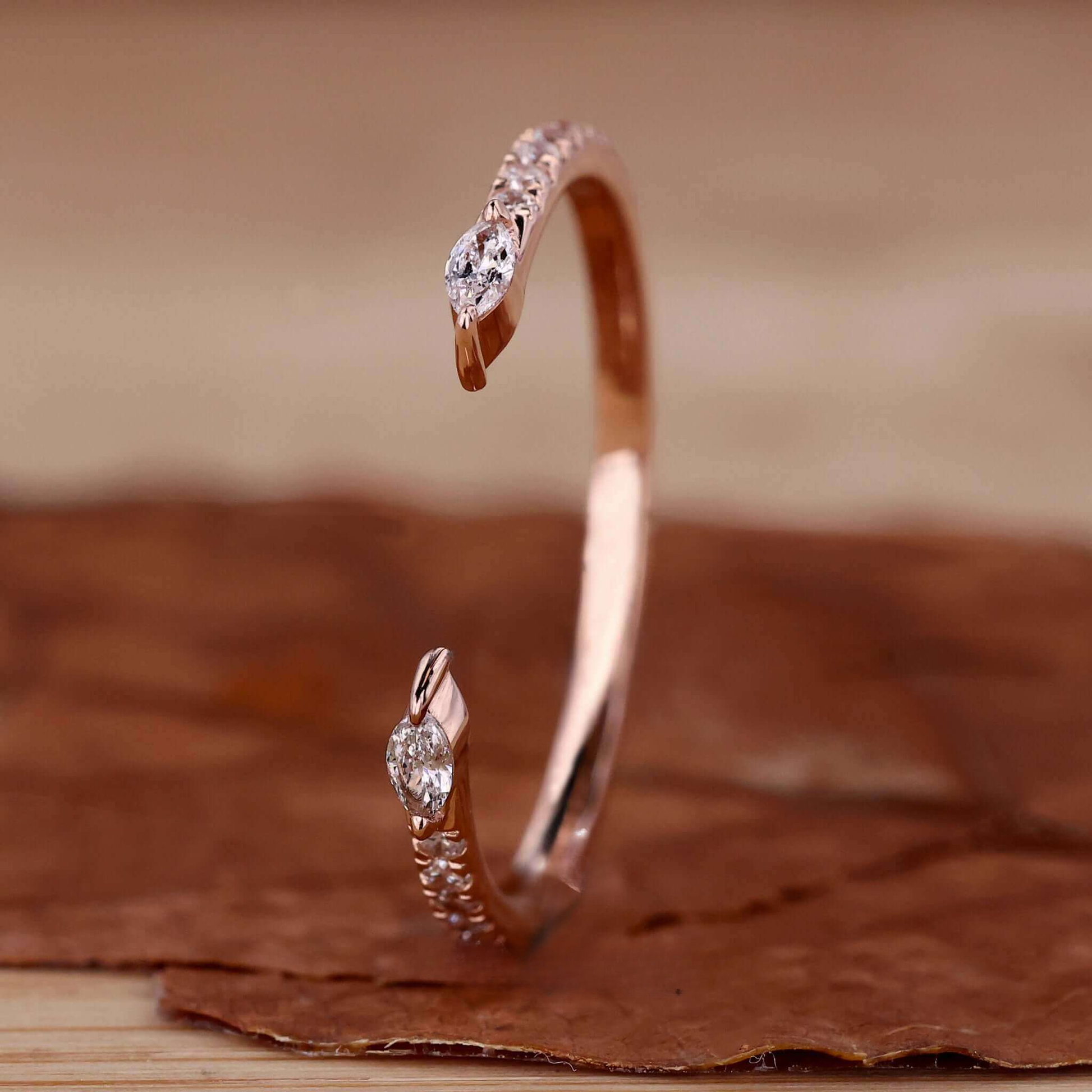 Open Gap Marquise and Round Lab Grown Diamond Wedding Band