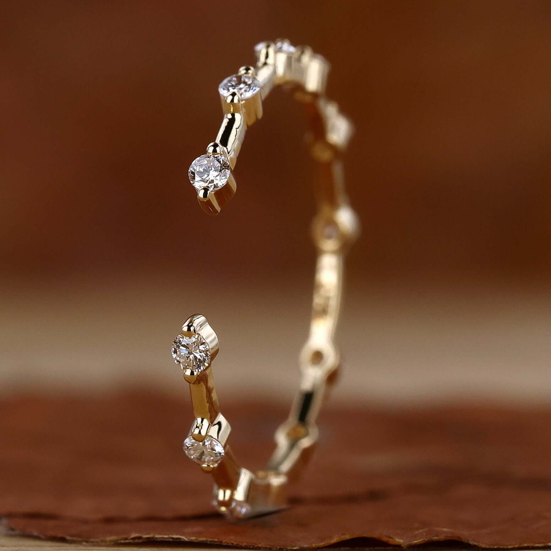 Open Gap Round Lab Grown Diamond Wedding Band for Women