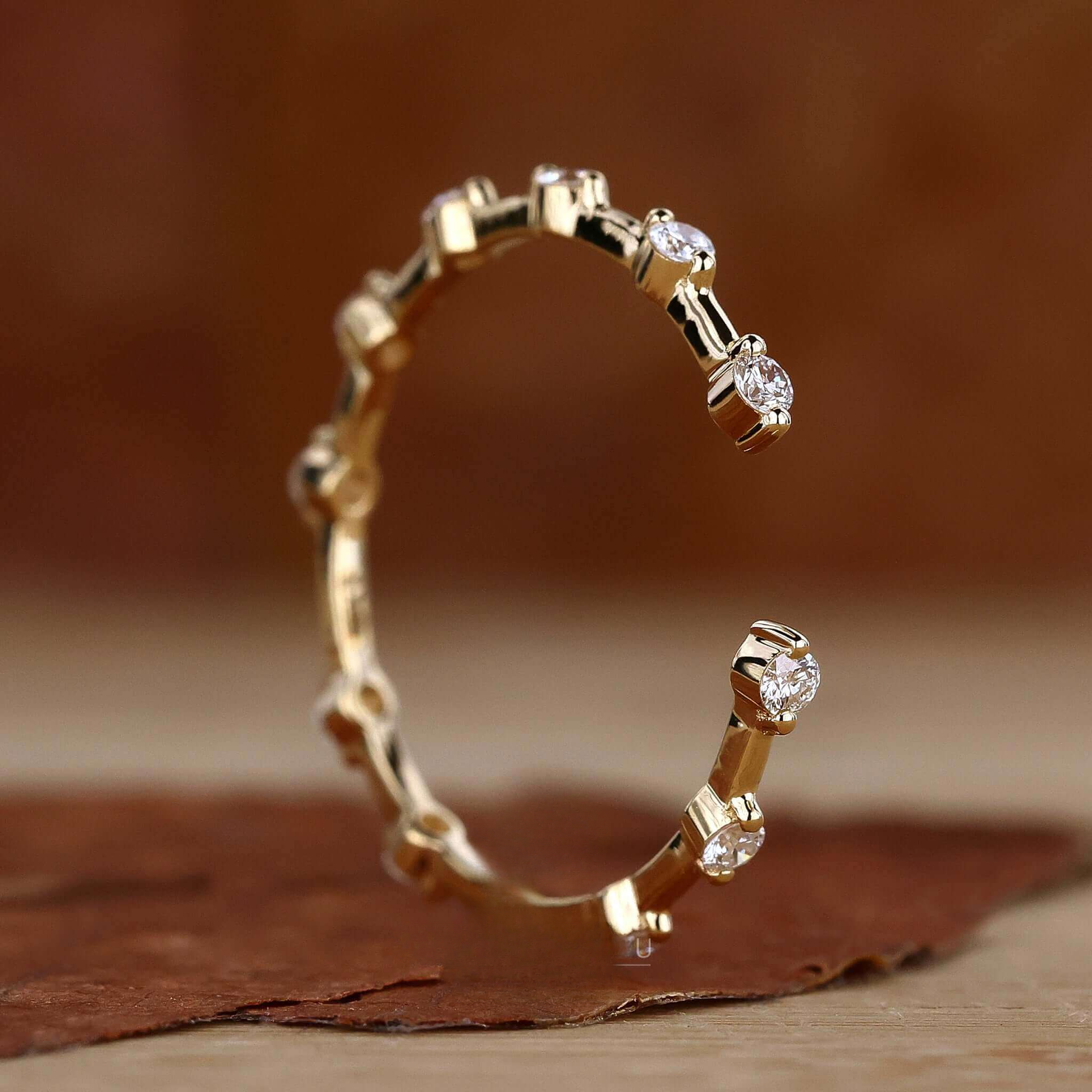 Open Gap Round Lab Grown Diamond Wedding Band for Women