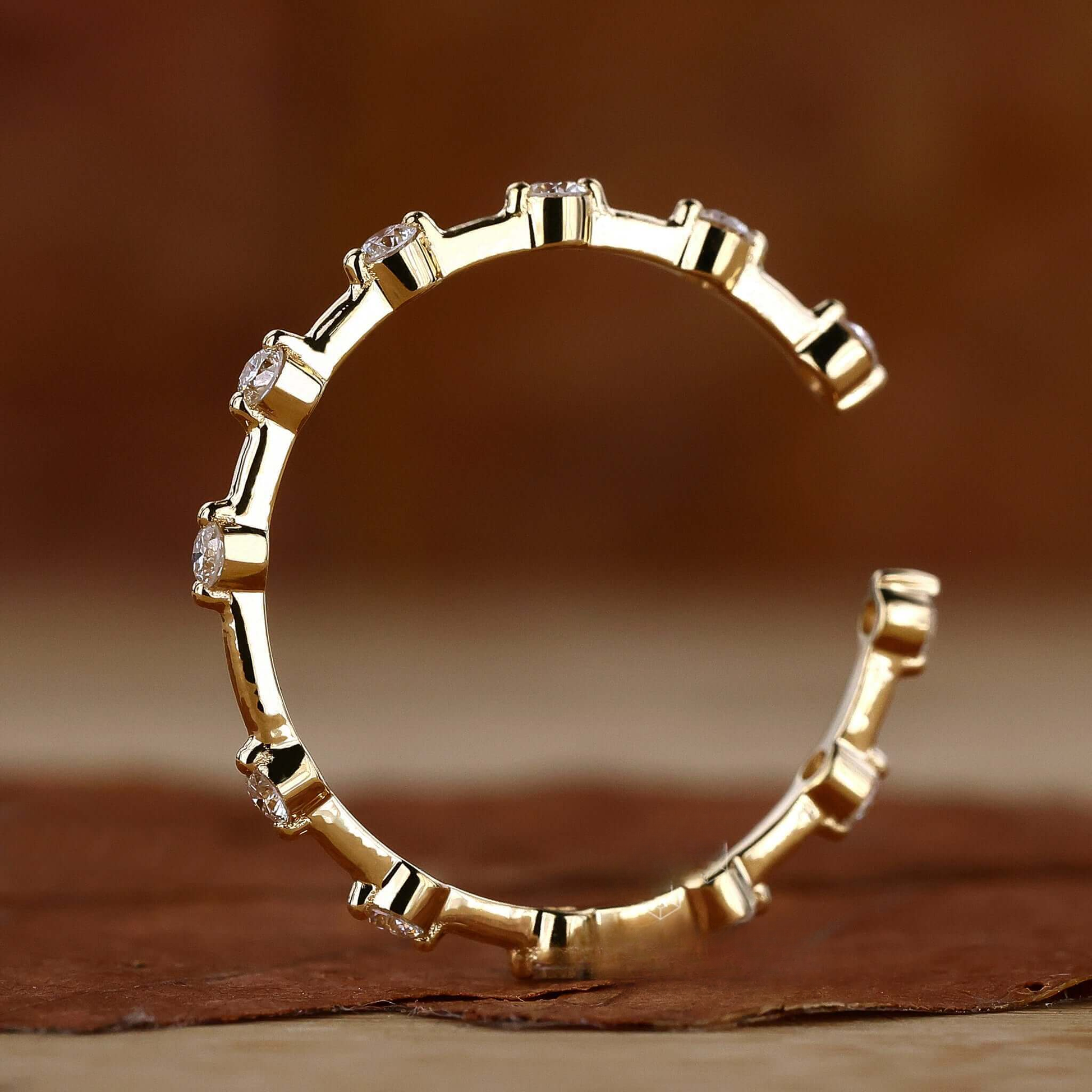 Open Gap Round Lab Grown Diamond Wedding Band for Women