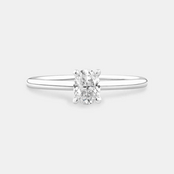 Oval Solitaire Ring with 0.50 Carat TW of Diamonds in 14kt White Gold