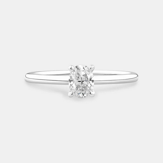 Oval Solitaire Ring with 0.50 Carat TW of Diamonds in 14kt White Gold