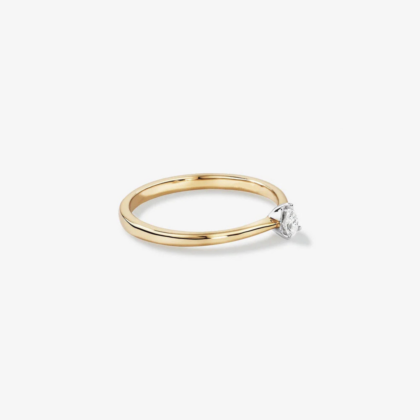 Pear Cut Diamond Solitaire Promise Ring in 14kt Yellow and White Gold