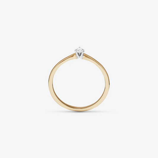 Pear Cut Diamond Solitaire Promise Ring in 14kt Yellow and White Gold