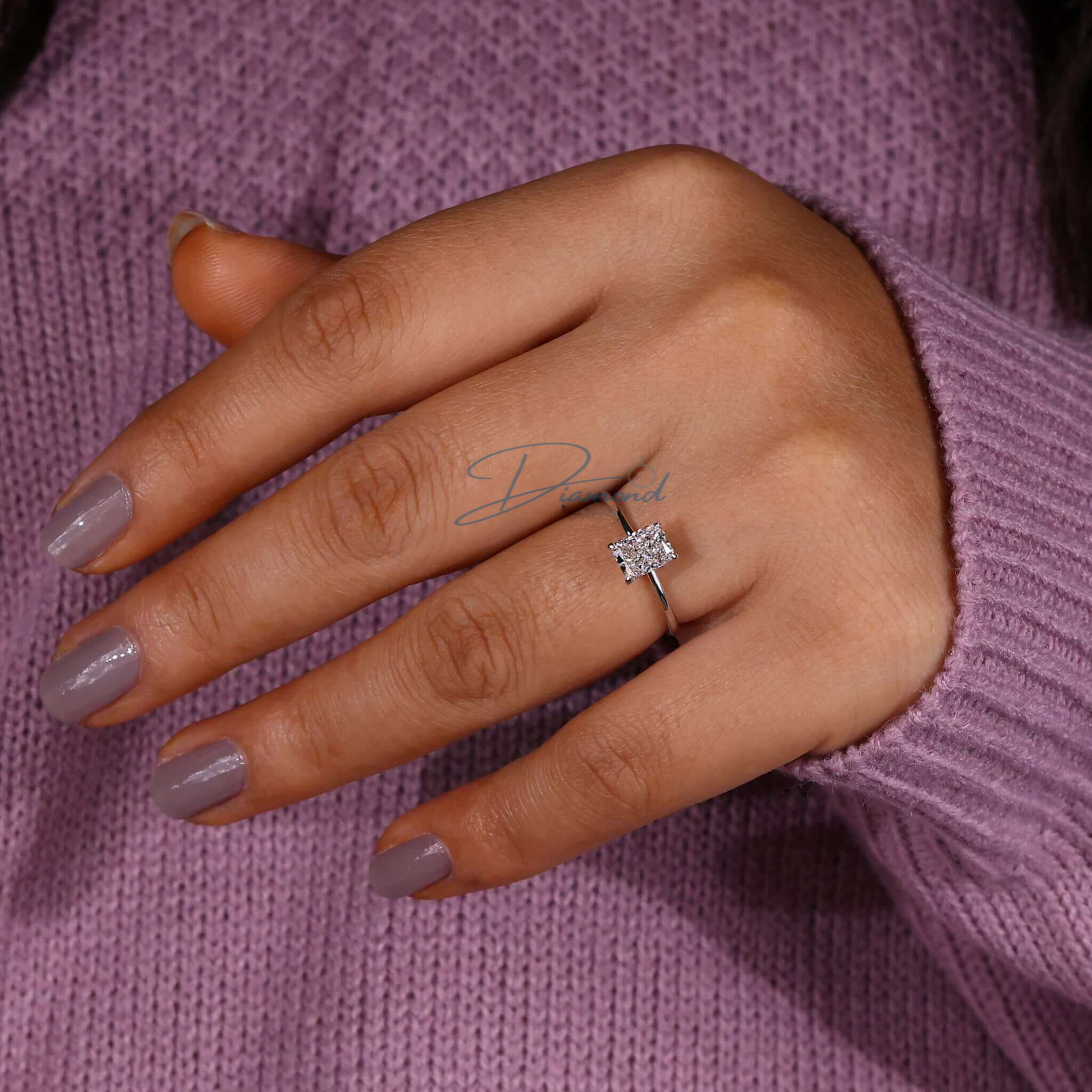 Radiant Cut Lab Grown Diamond Solitaire Engagement Ring