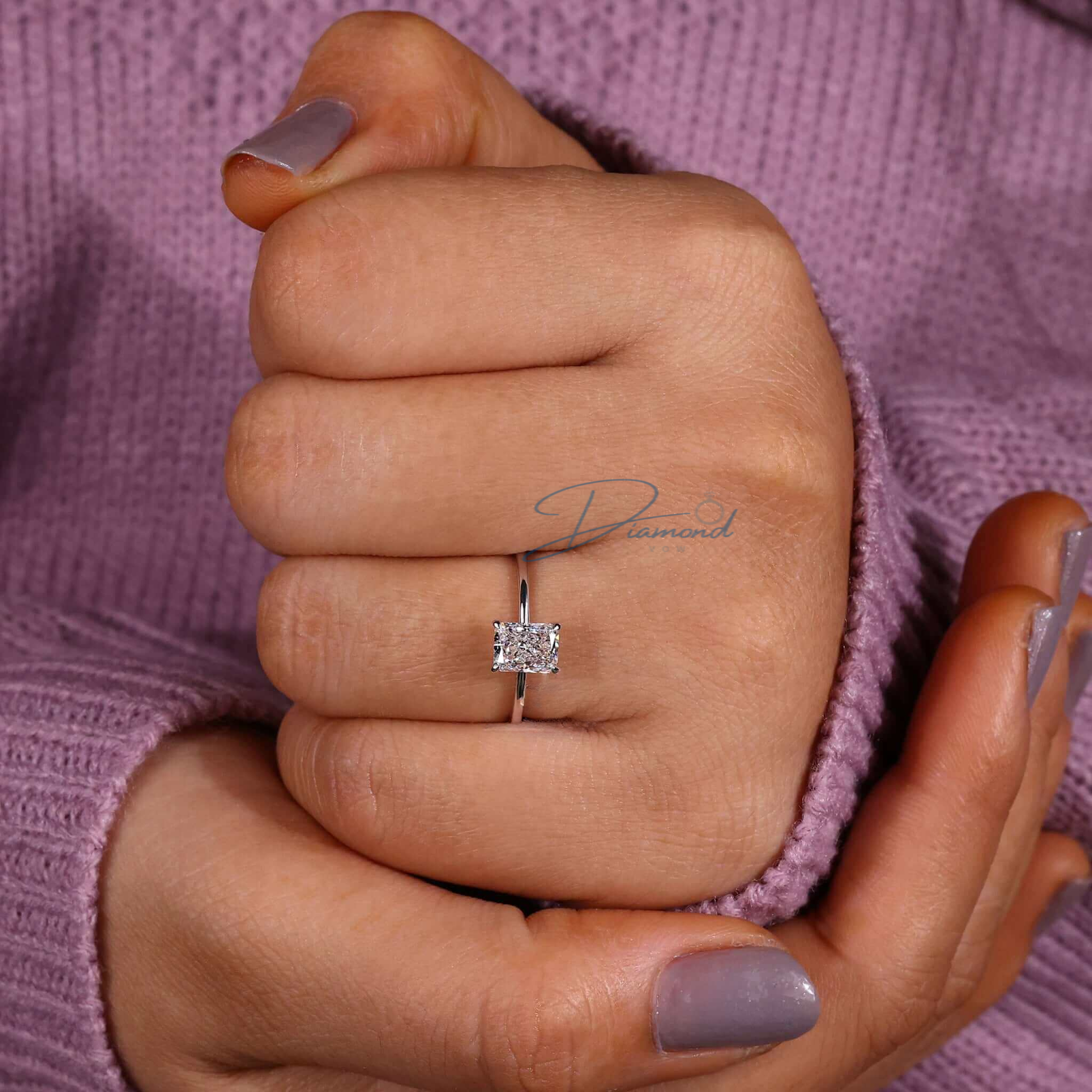 Radiant Cut Lab Grown Diamond Solitaire Engagement Ring