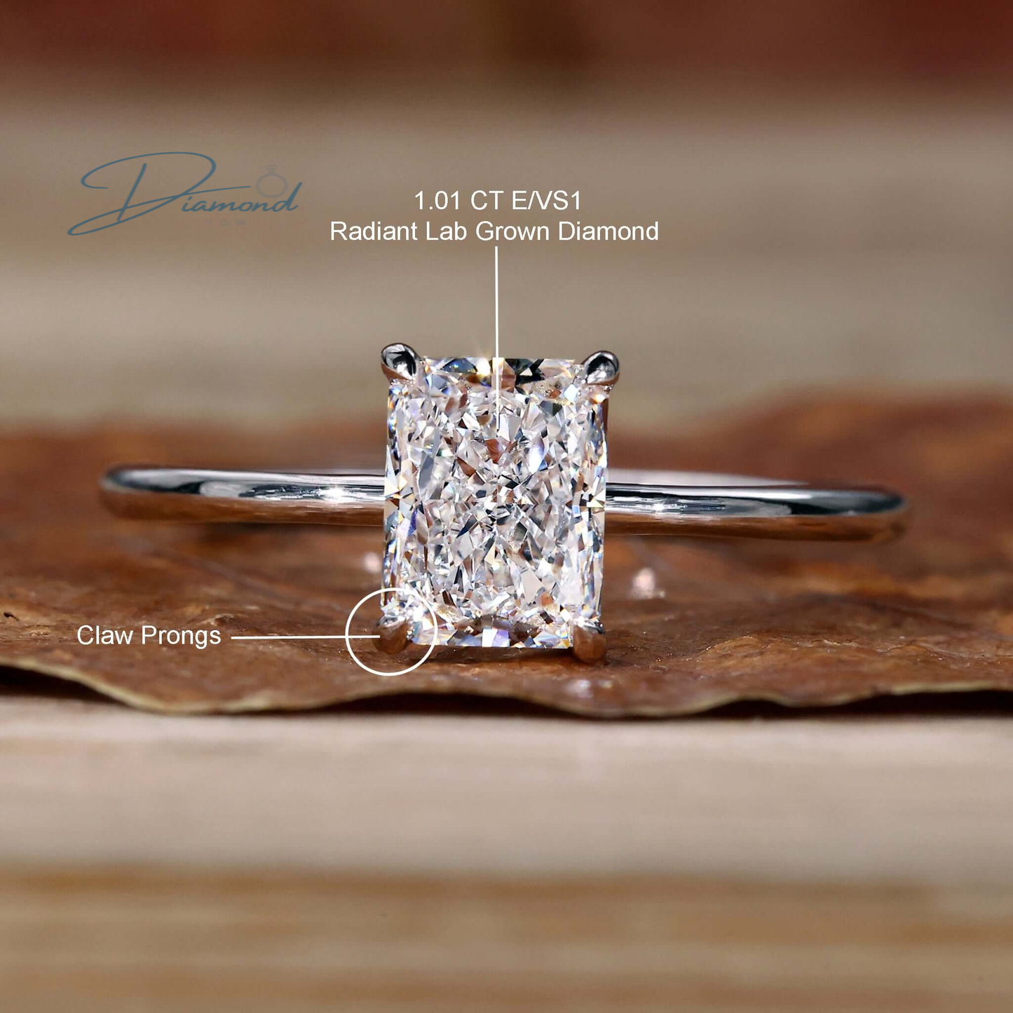 Radiant Cut Lab Grown Diamond Solitaire Engagement Ring