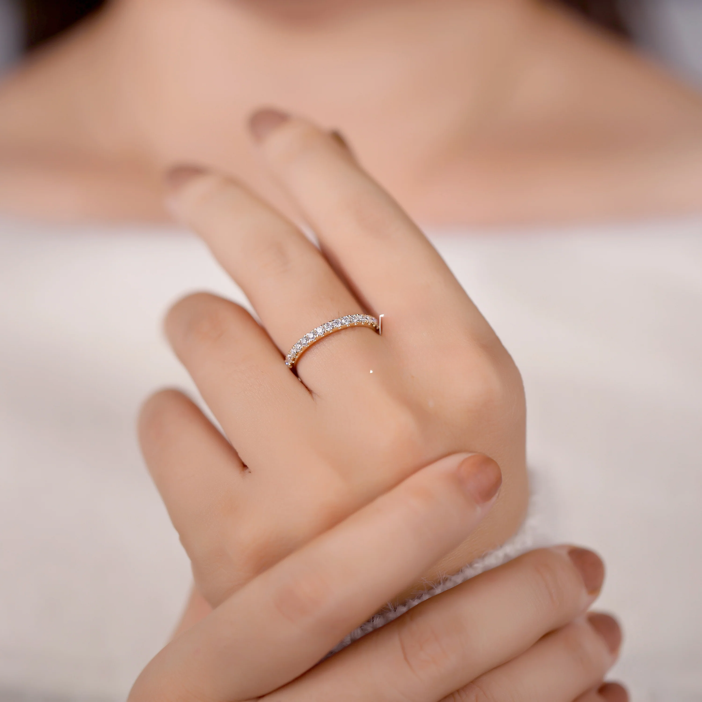 Half Eternity Wedding Band with Round Brilliant Lab Grown Diamonds