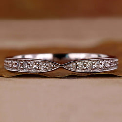 Round Lab Grown Diamond Tapered Pave Diamond Wedding Band