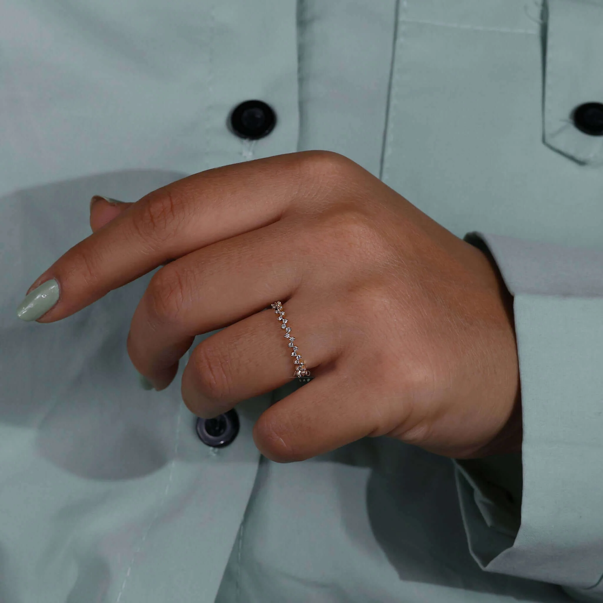 Round Lab Grown Diamond Zig Zag Wedding Band