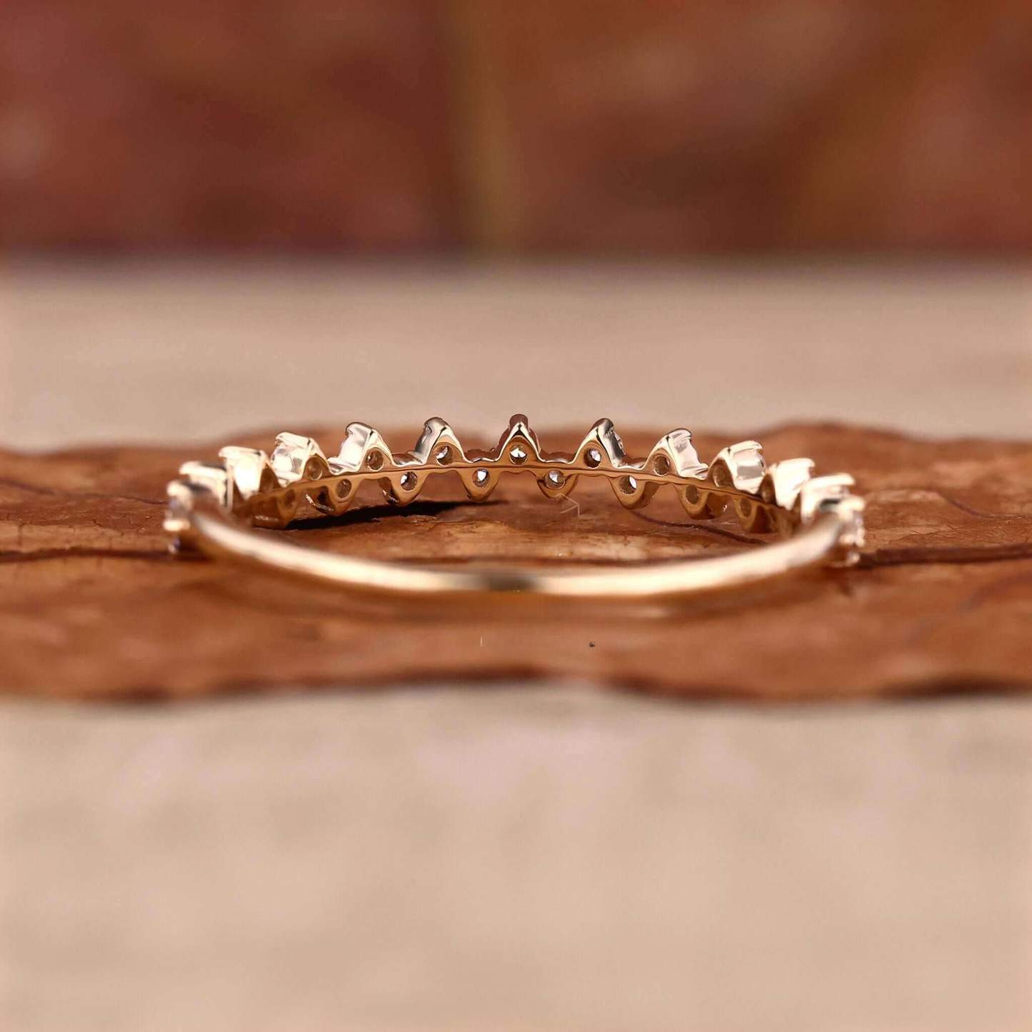 Round Lab Grown Diamond Zig Zag Wedding Band
