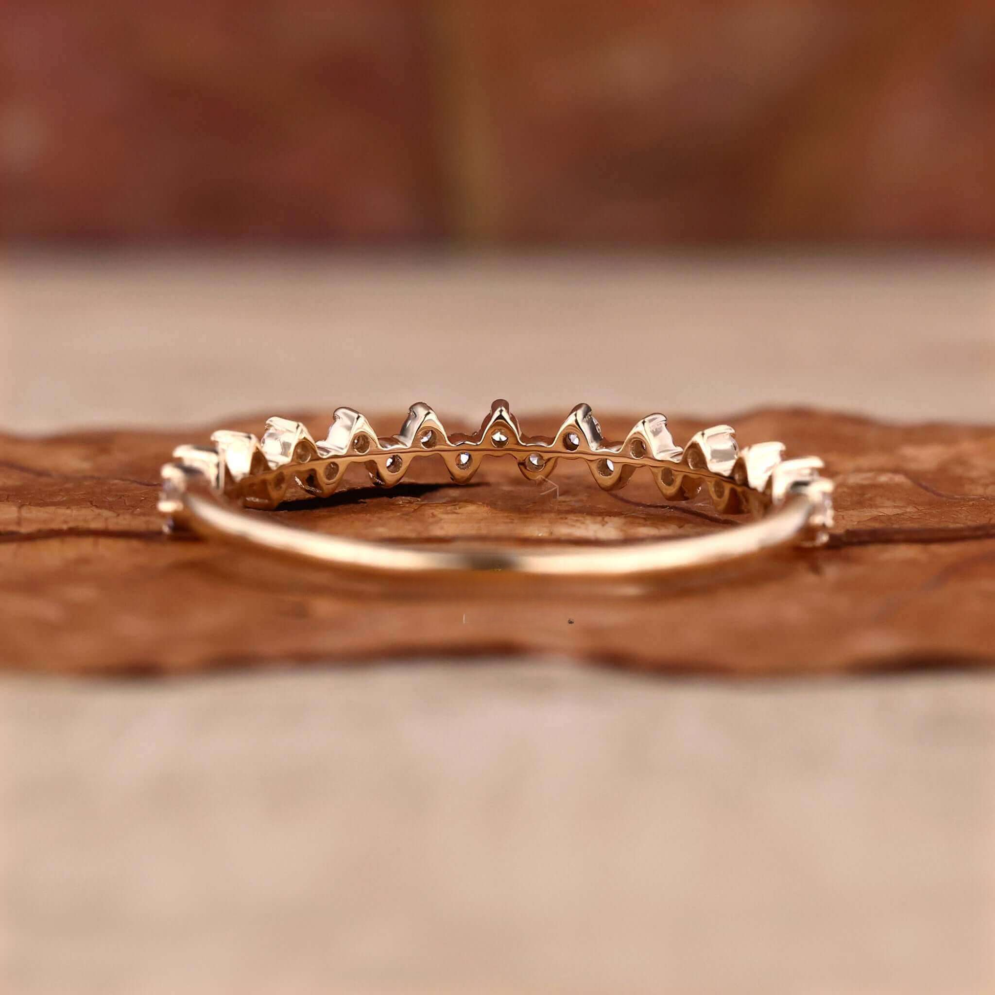 Round Lab Grown Diamond Zig Zag Wedding Band