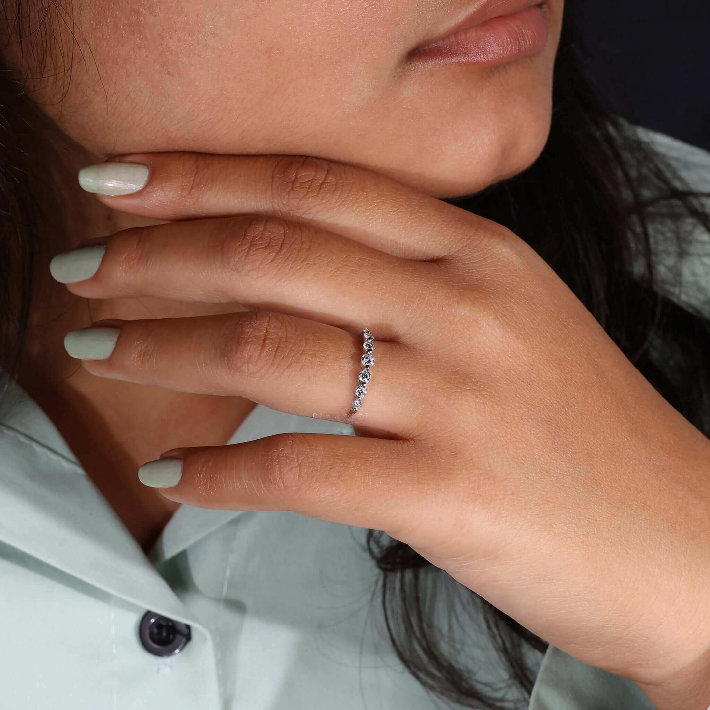 Seven Stone Round Lab Grown Diamond Wedding Band