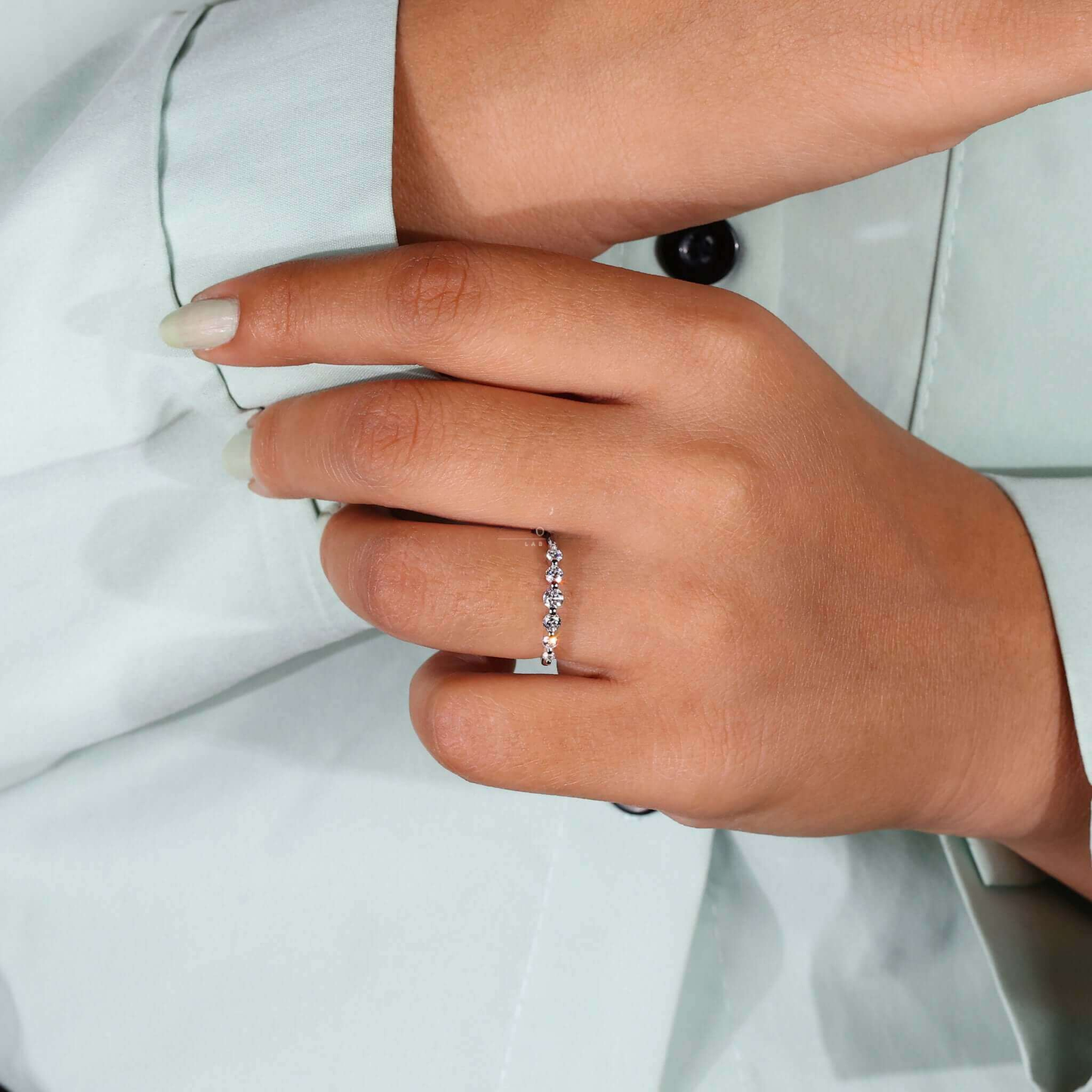 Seven Stone Round Lab Grown Diamond Wedding Band