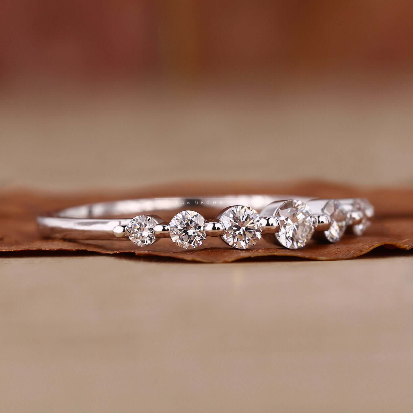 Seven Stone Round Lab Grown Diamond Wedding Band