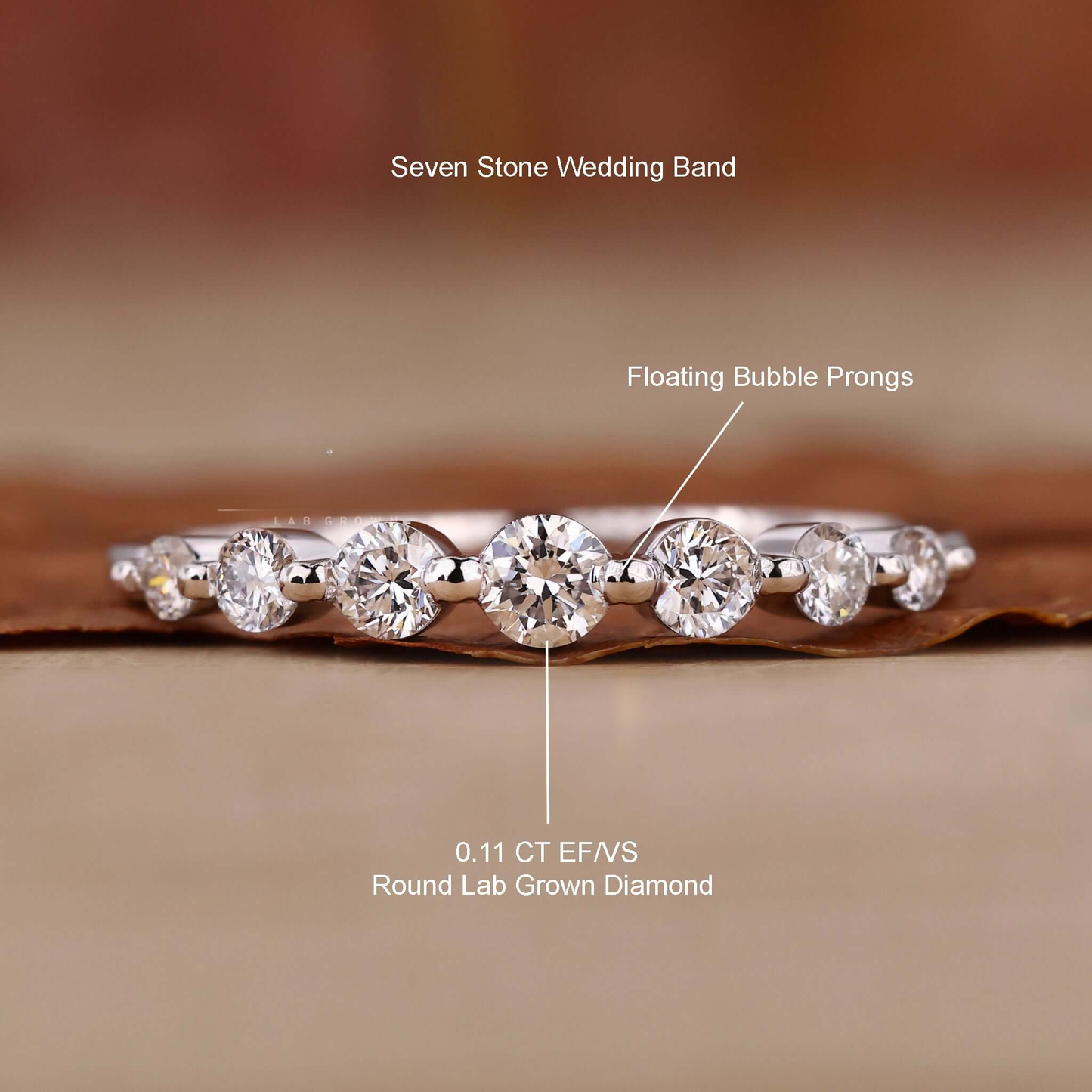 Seven Stone Round Lab Grown Diamond Wedding Band