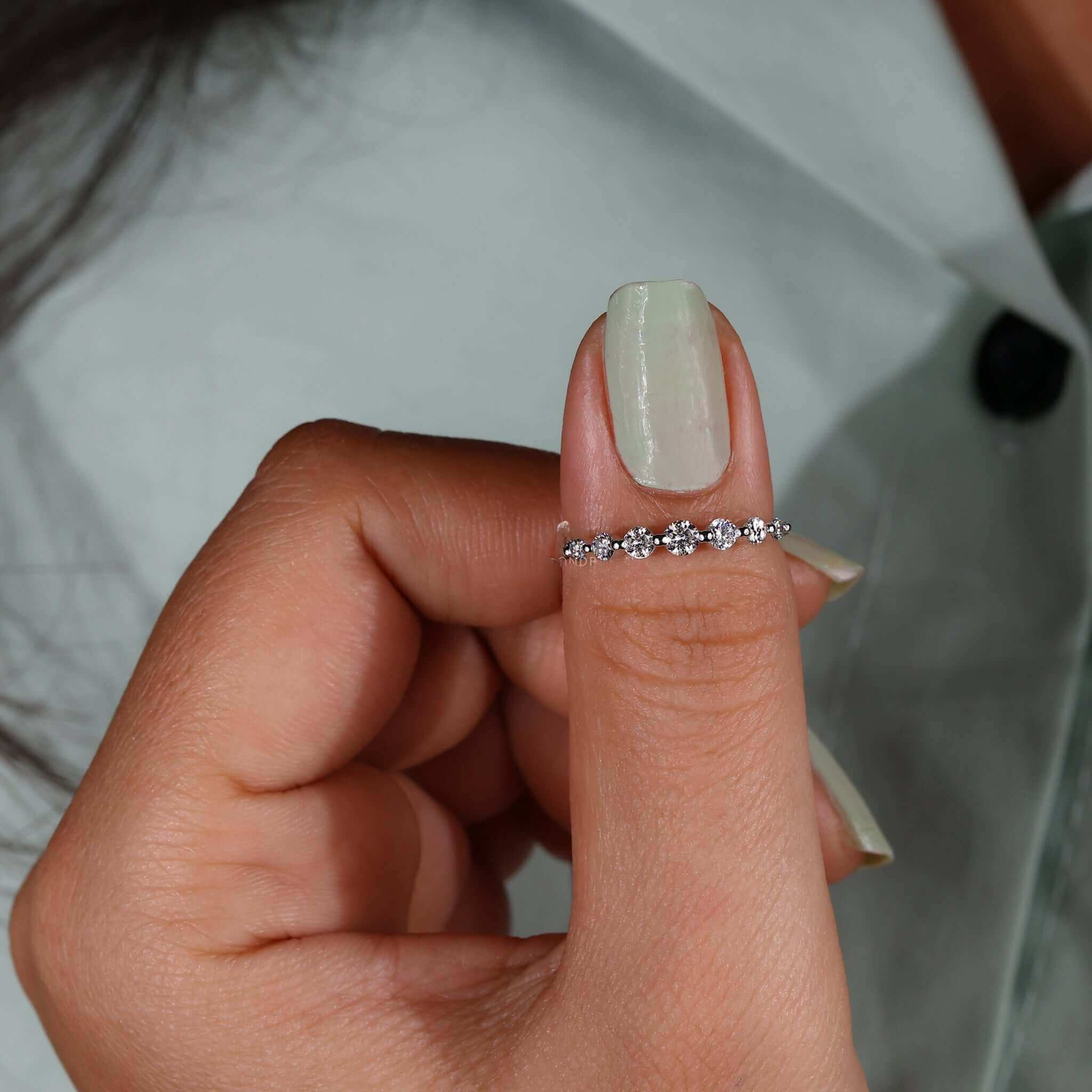 Seven Stone Round Lab Grown Diamond Wedding Band