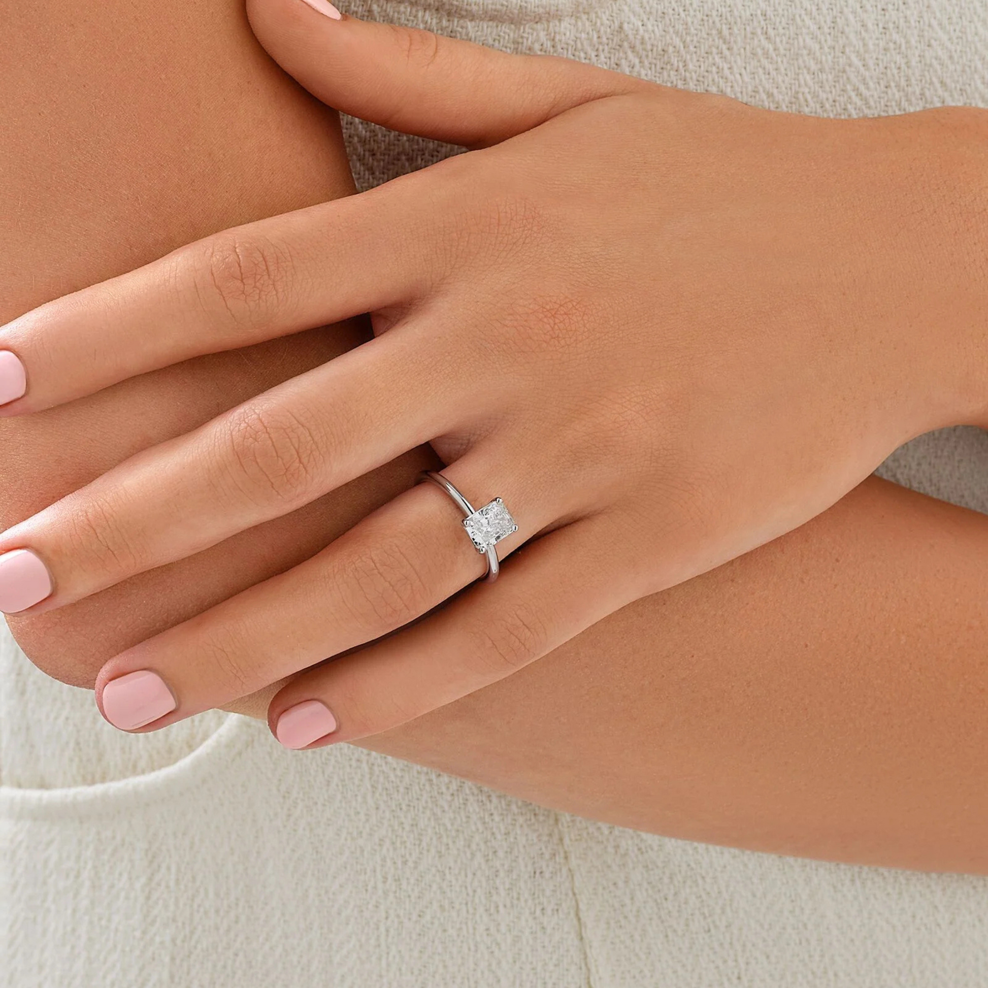 Solitaire Engagement Ring with 1.25 Carat TW of Laboratory-Grown Diamond Radiant