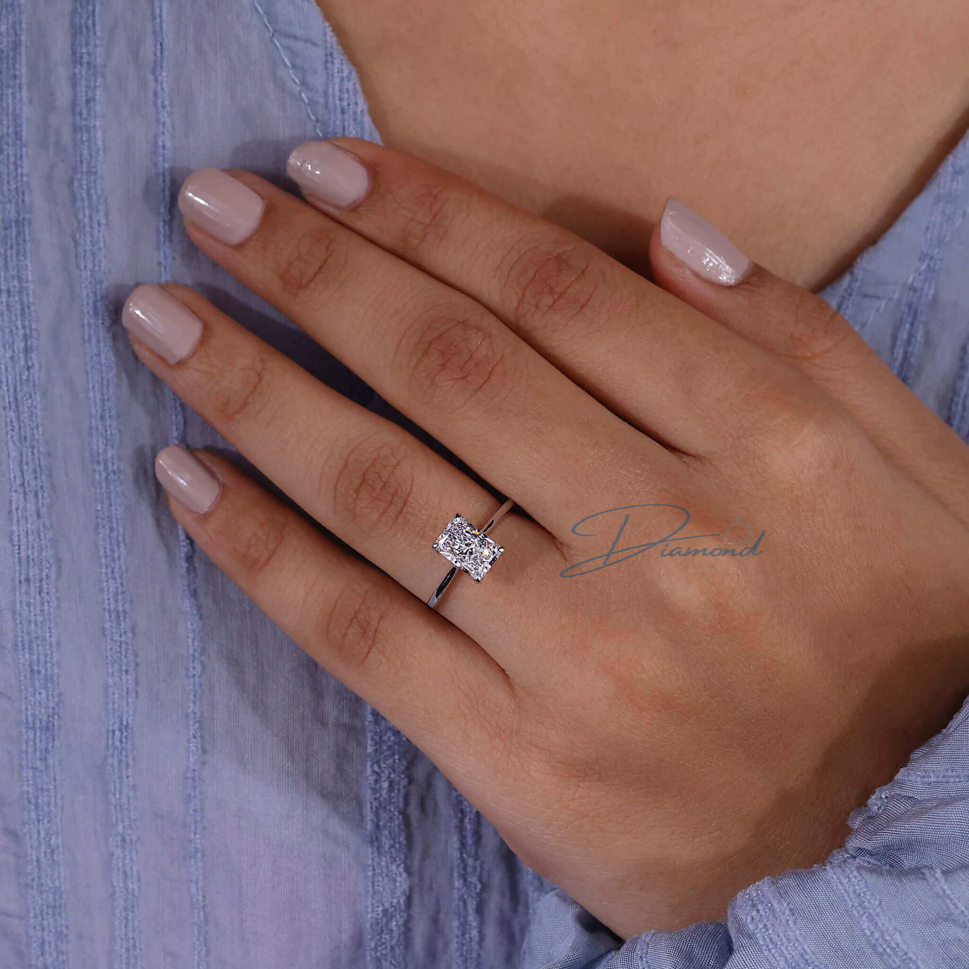 Solitaire Radiant Cut Diamond Engagement Ring