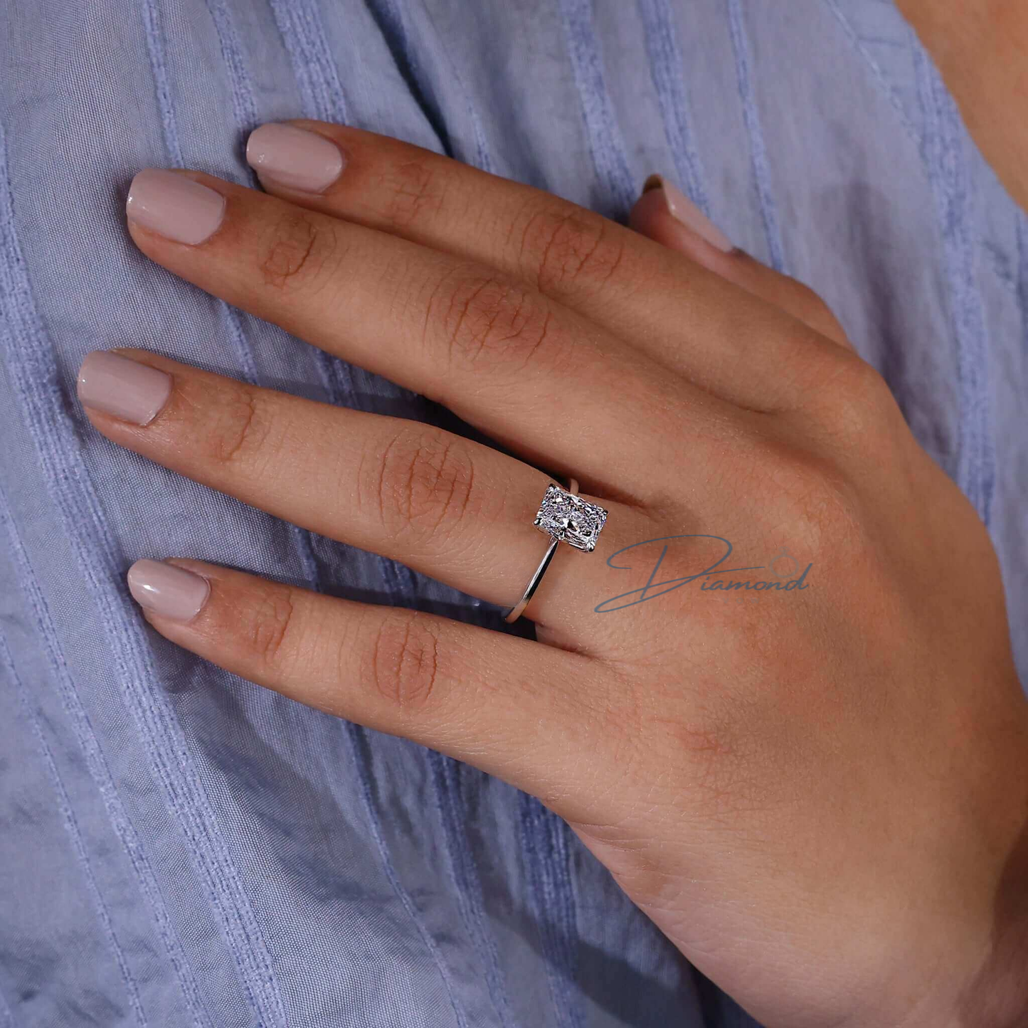 Solitaire Radiant Cut Diamond Engagement Ring