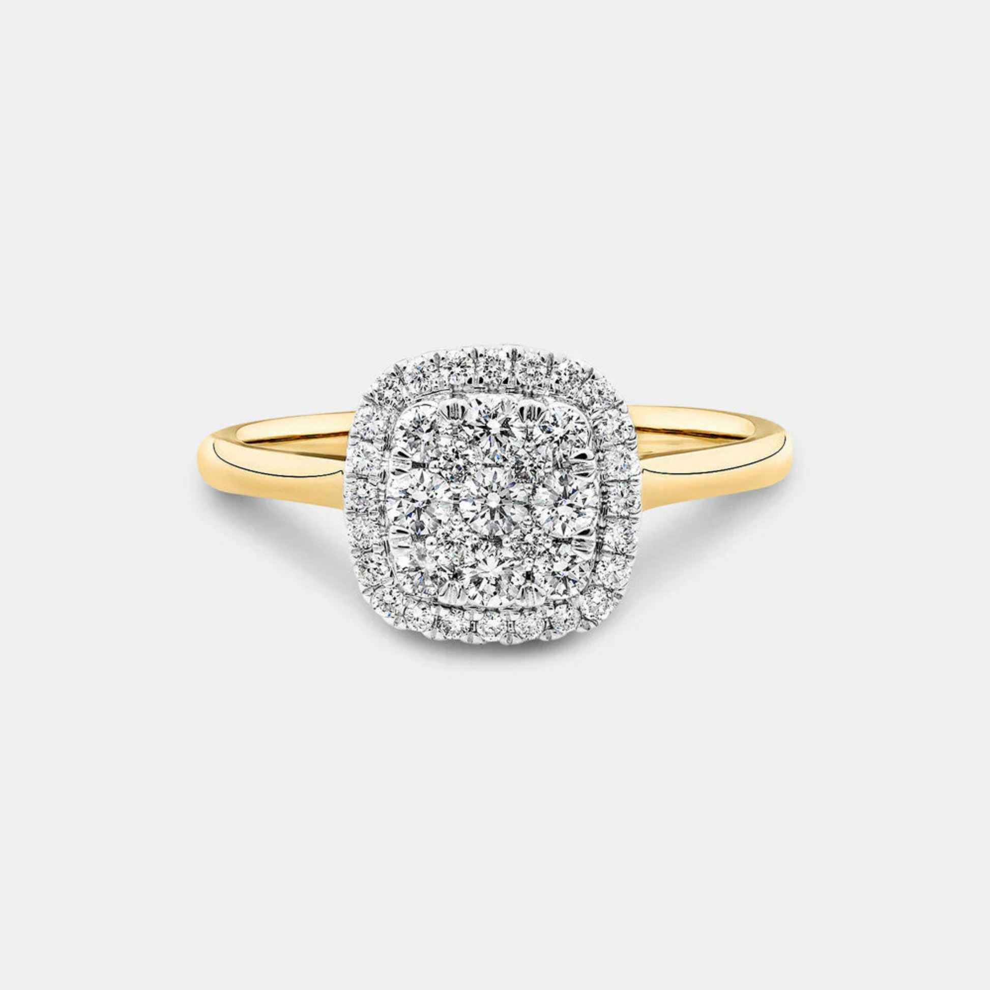 Square Cluster Halo Ring with 0.50ct TW of Diamonds in 14kt Yellow Gold