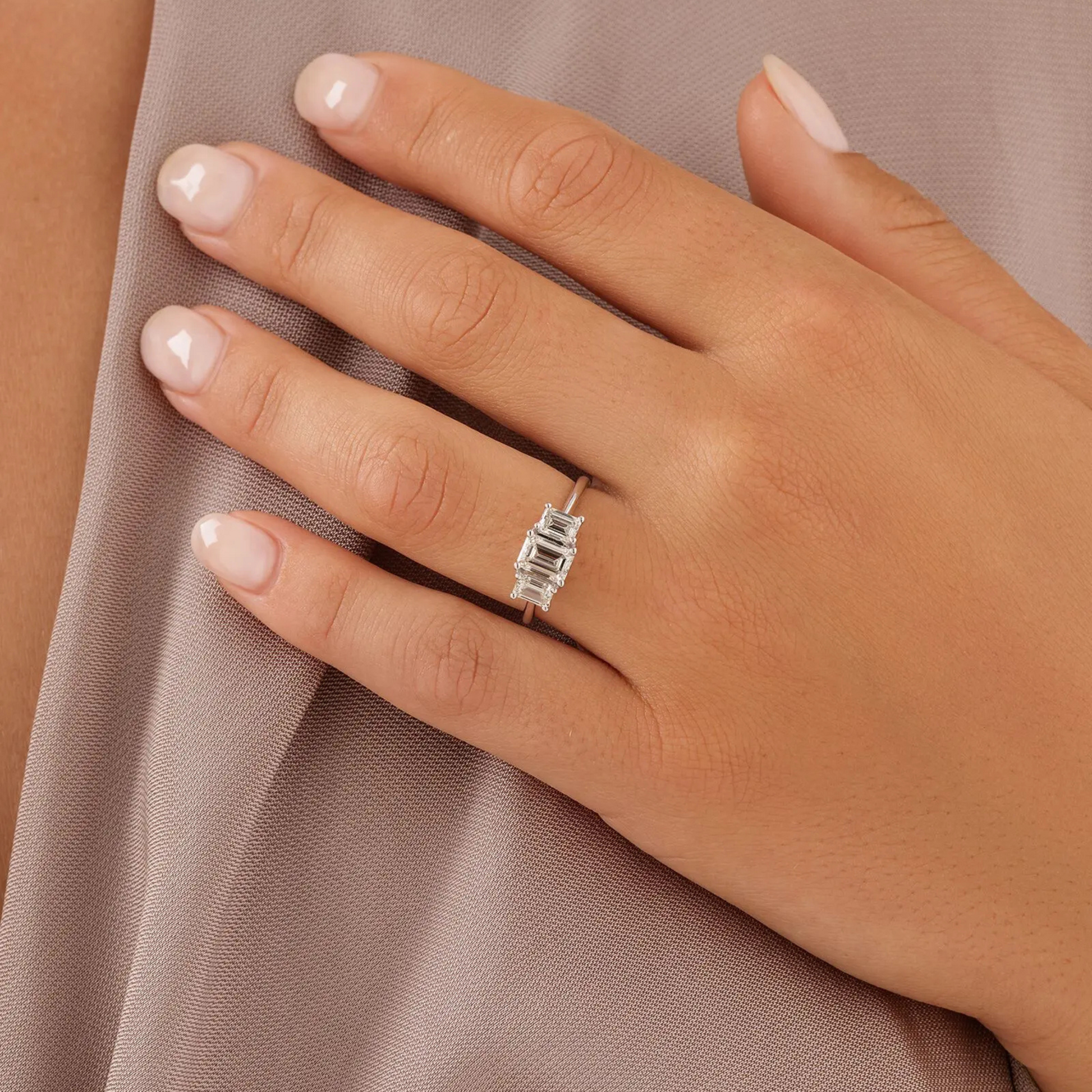 Three Stone Engagement Ring with 1.30 Carat TW of Laboratory-Grown Diamonds