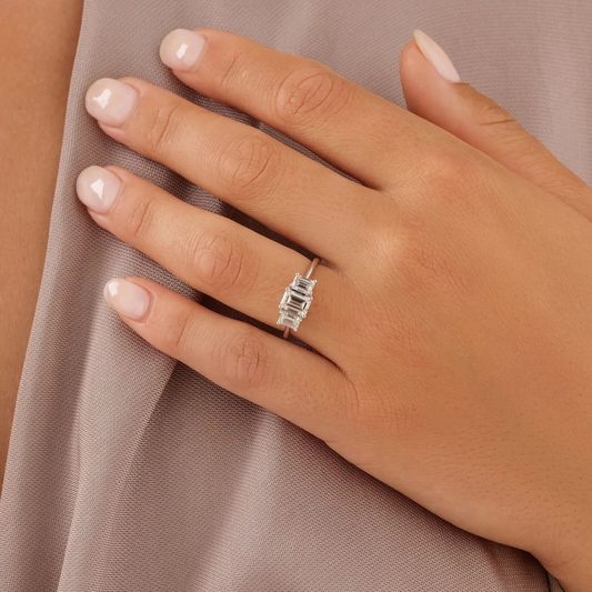 Three Stone Engagement Ring with 1.30 Carat TW of Laboratory-Grown Diamonds