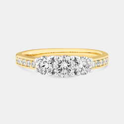 Three Stone Engagement Ring with 1 Carat TW of Diamonds in 14kt Yellow/White Gold