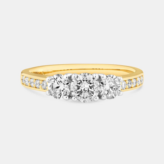 Three Stone Engagement Ring with 1 Carat TW of Diamonds in 14kt Yellow/White Gold