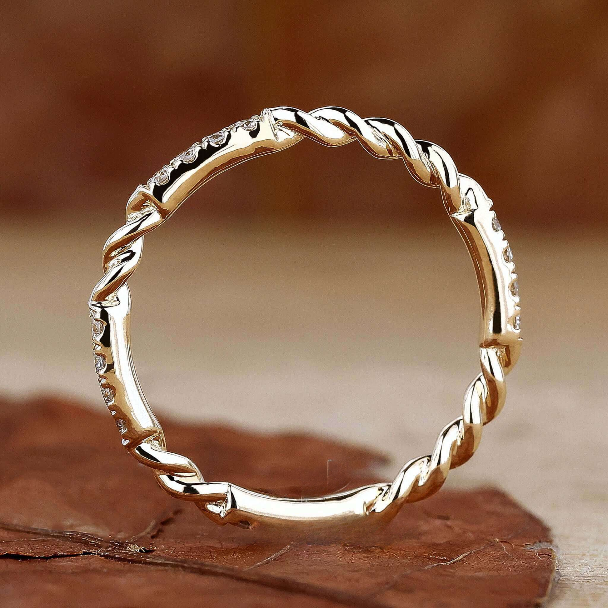 Twisted Rope Pave Round Lab Grown Diamond Wedding Band