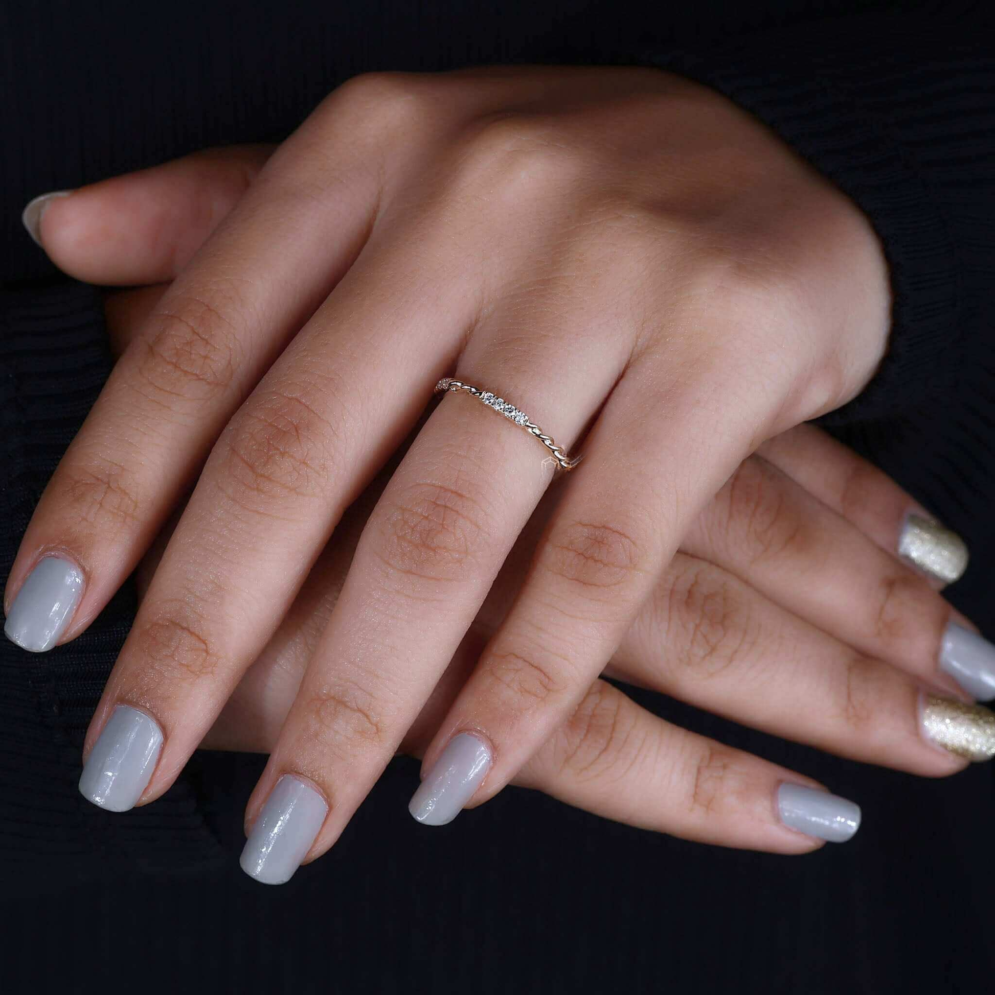 Twisted Rope Pave Round Lab Grown Diamond Wedding Band