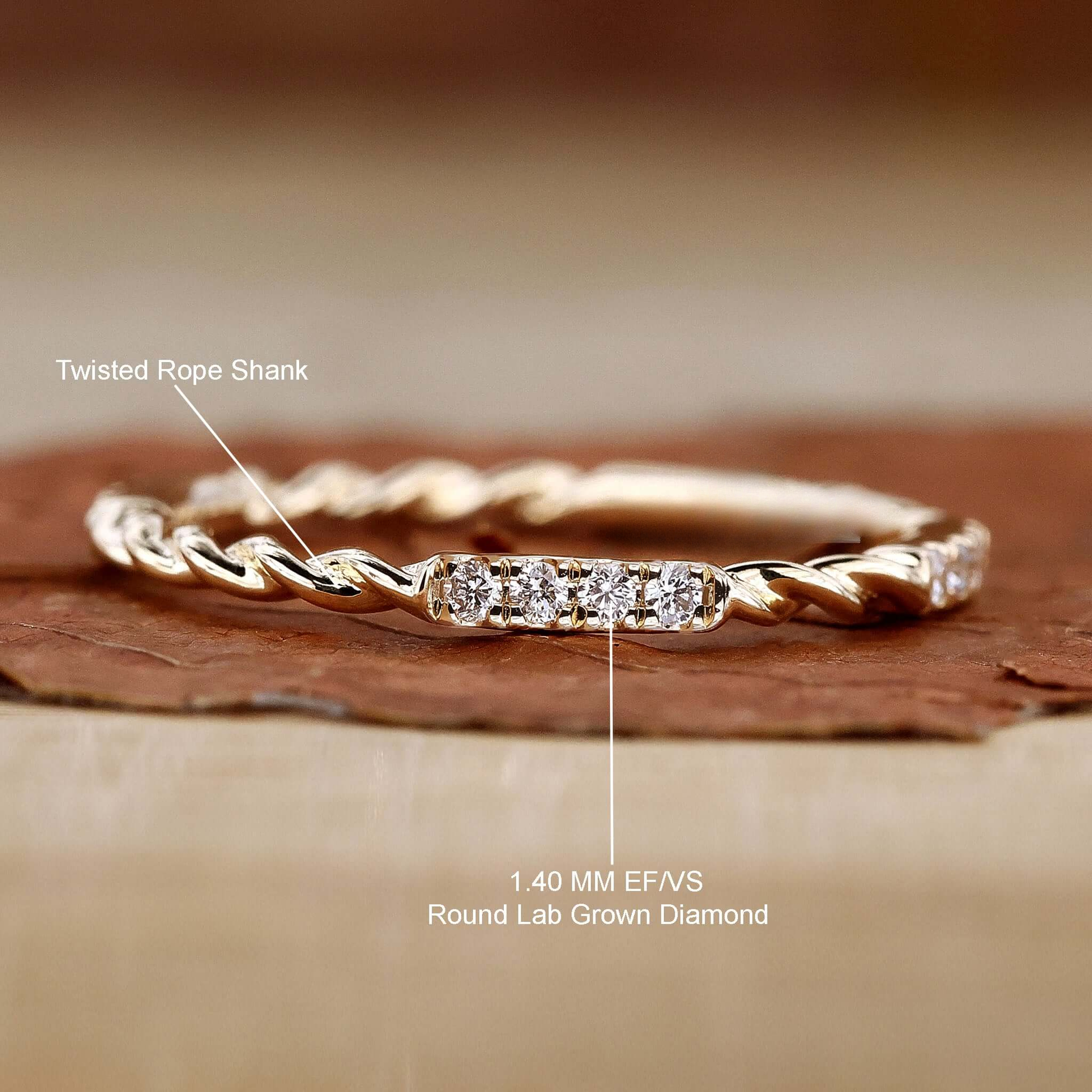 Twisted Rope Pave Round Lab Grown Diamond Wedding Band