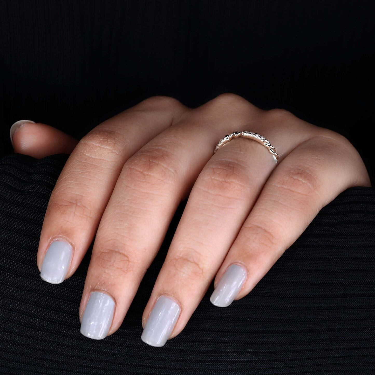 Twisted Rope Pave Round Lab Grown Diamond Wedding Band