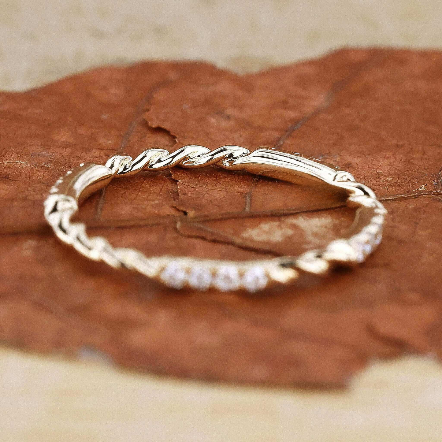 Twisted Rope Pave Round Lab Grown Diamond Wedding Band