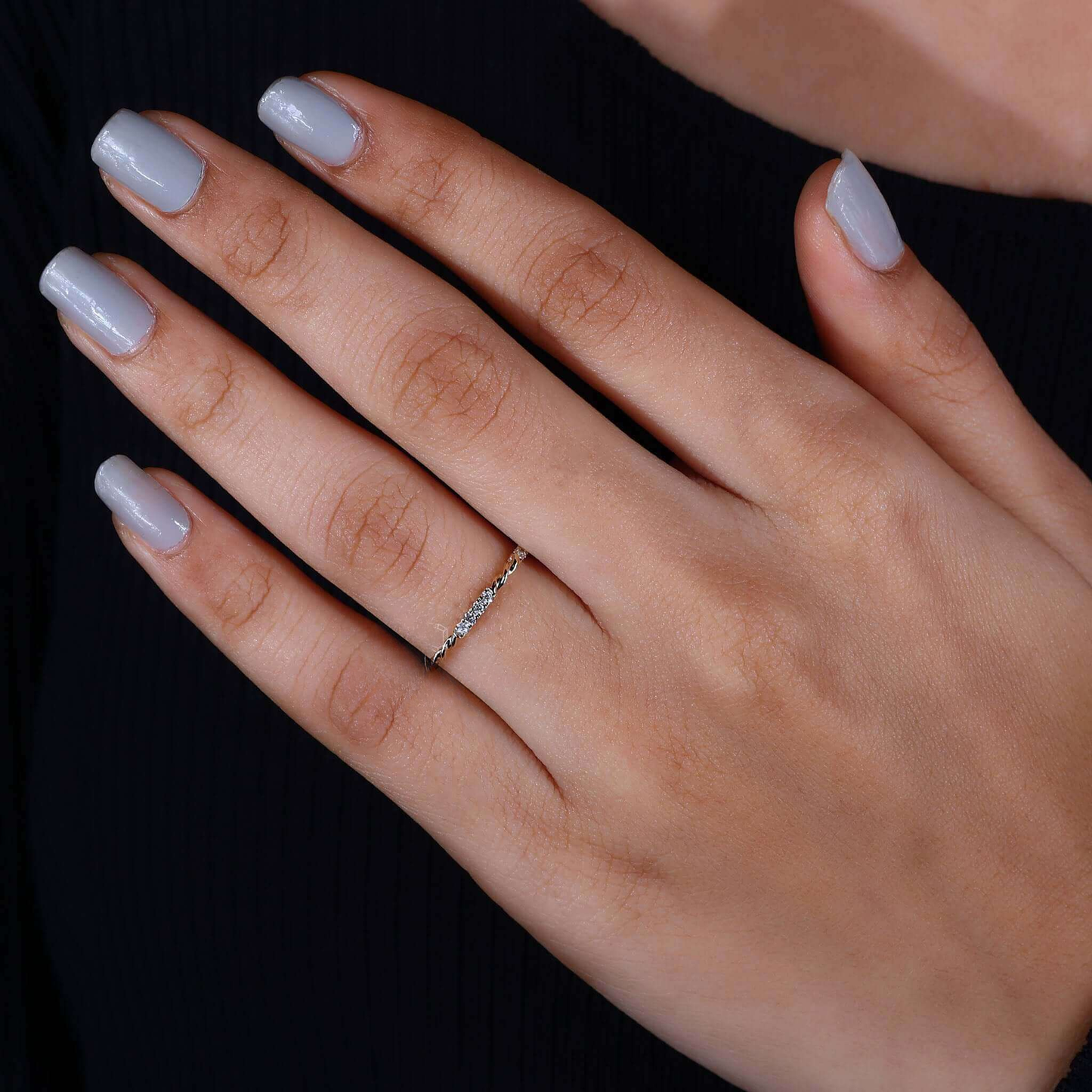 Twisted Rope Pave Round Lab Grown Diamond Wedding Band