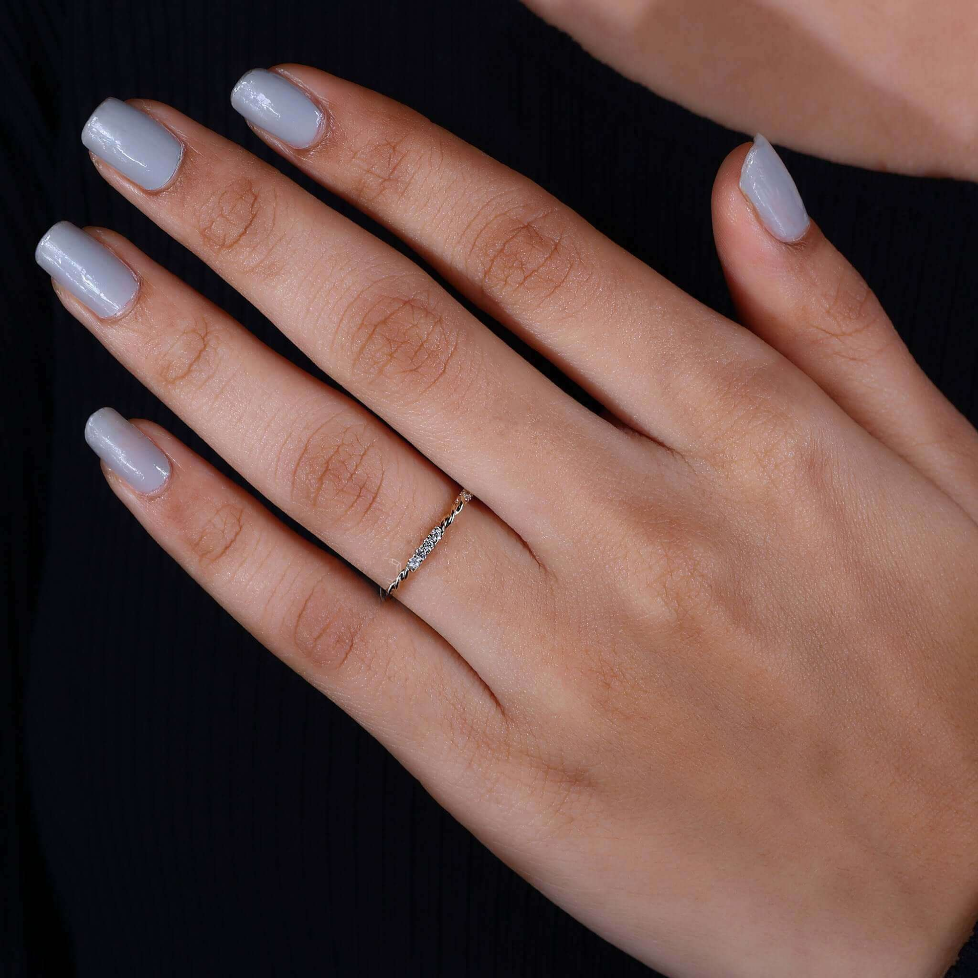 Twisted Rope Pave Round Lab Grown Diamond Wedding Band