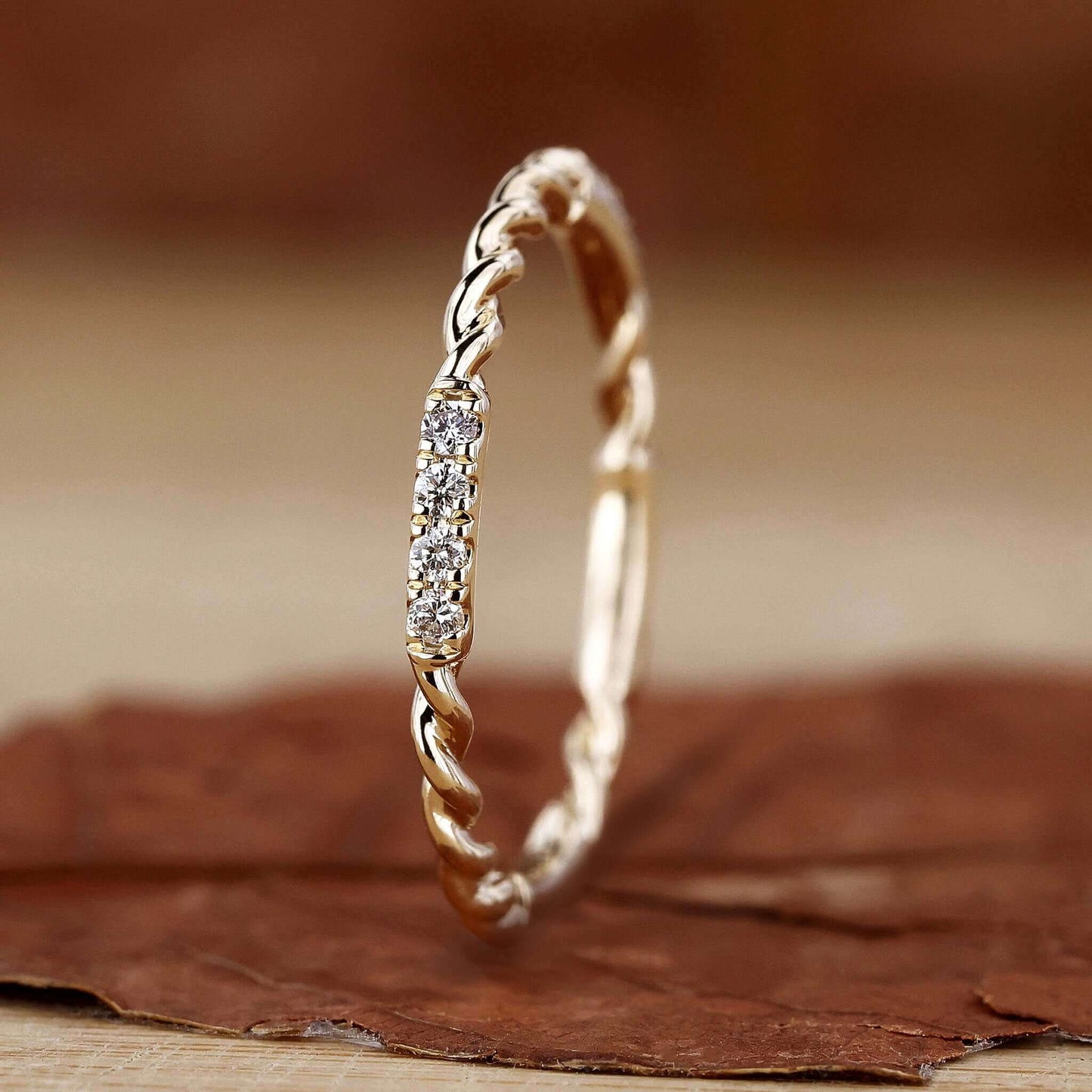 Twisted Rope Pave Round Lab Grown Diamond Wedding Band