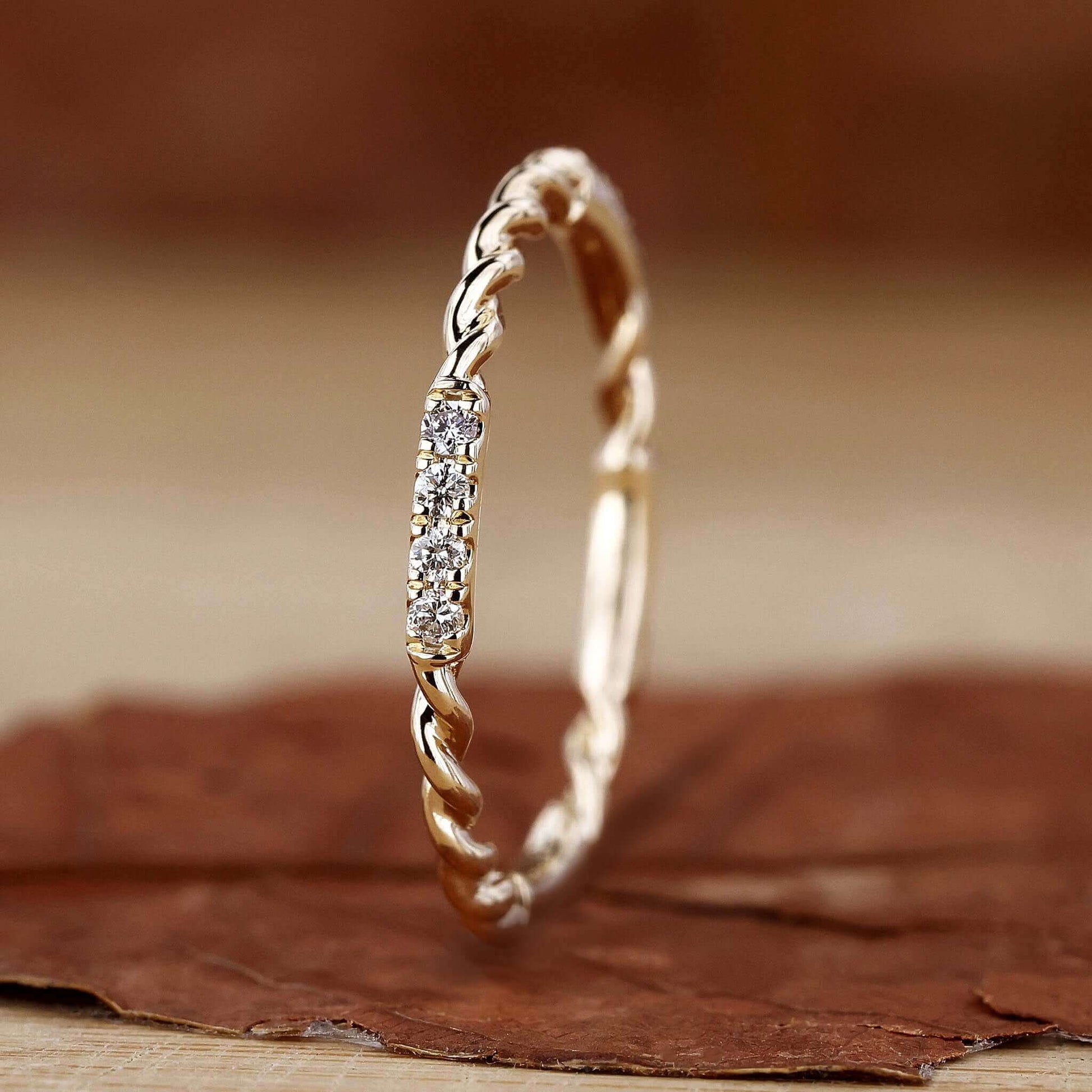 Twisted Rope Pave Round Lab Grown Diamond Wedding Band