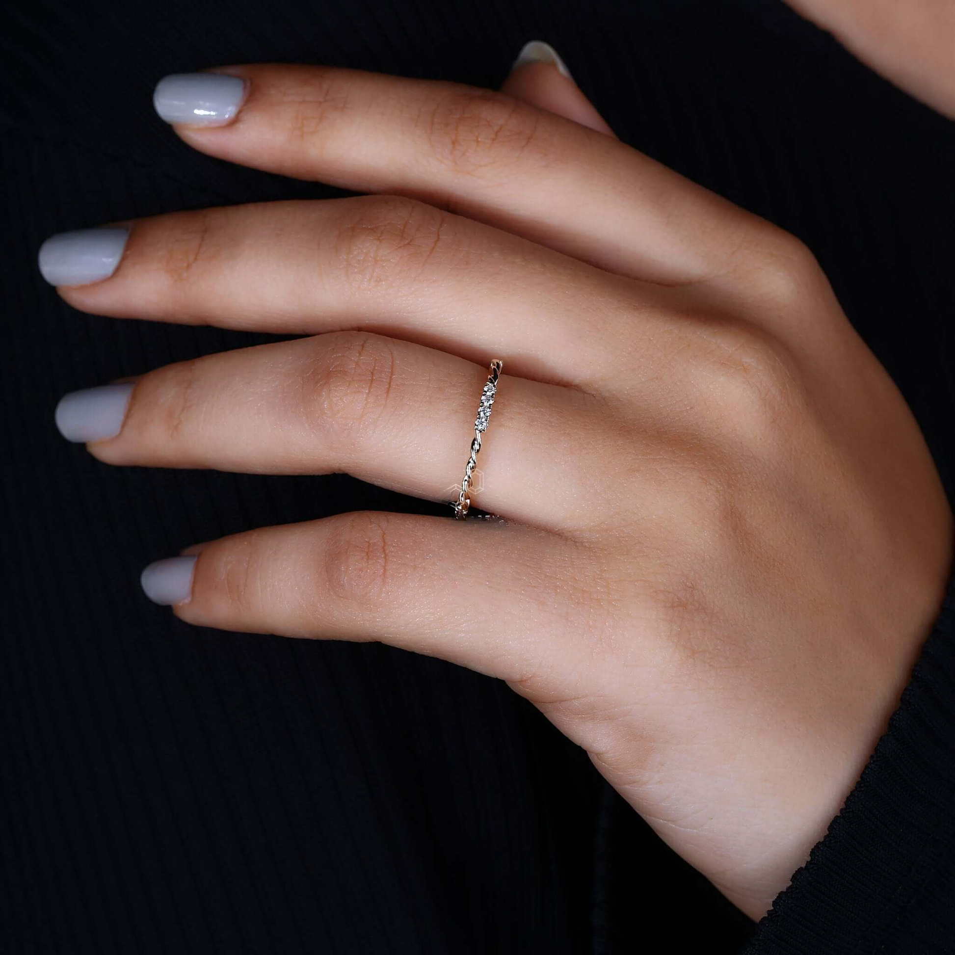 Twisted Rope Pave Round Lab Grown Diamond Wedding Band