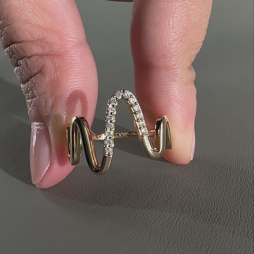 Heart Beat Style Ring With Round Lab Grown Diamonds