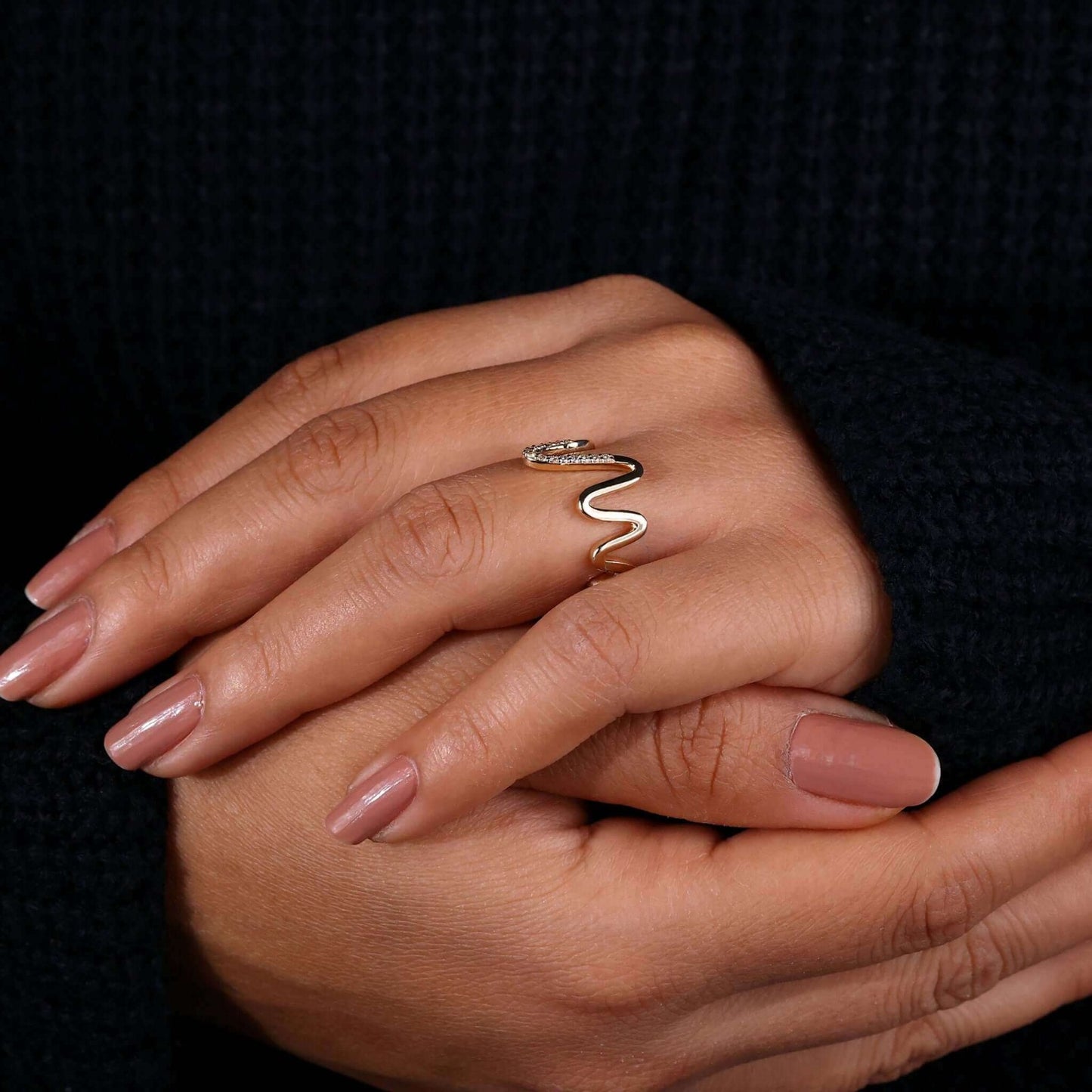 Heart Beat Style Ring With Round Lab Grown Diamonds