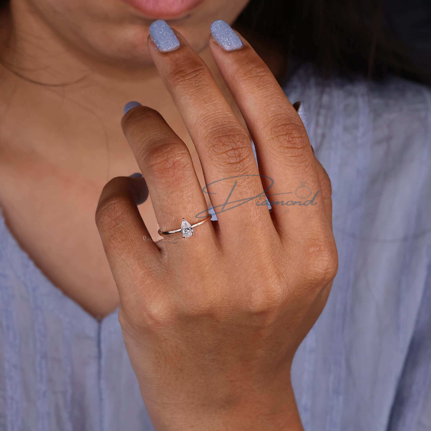 Pear Shaped Lab Grown Diamond Engagement Ring for Women