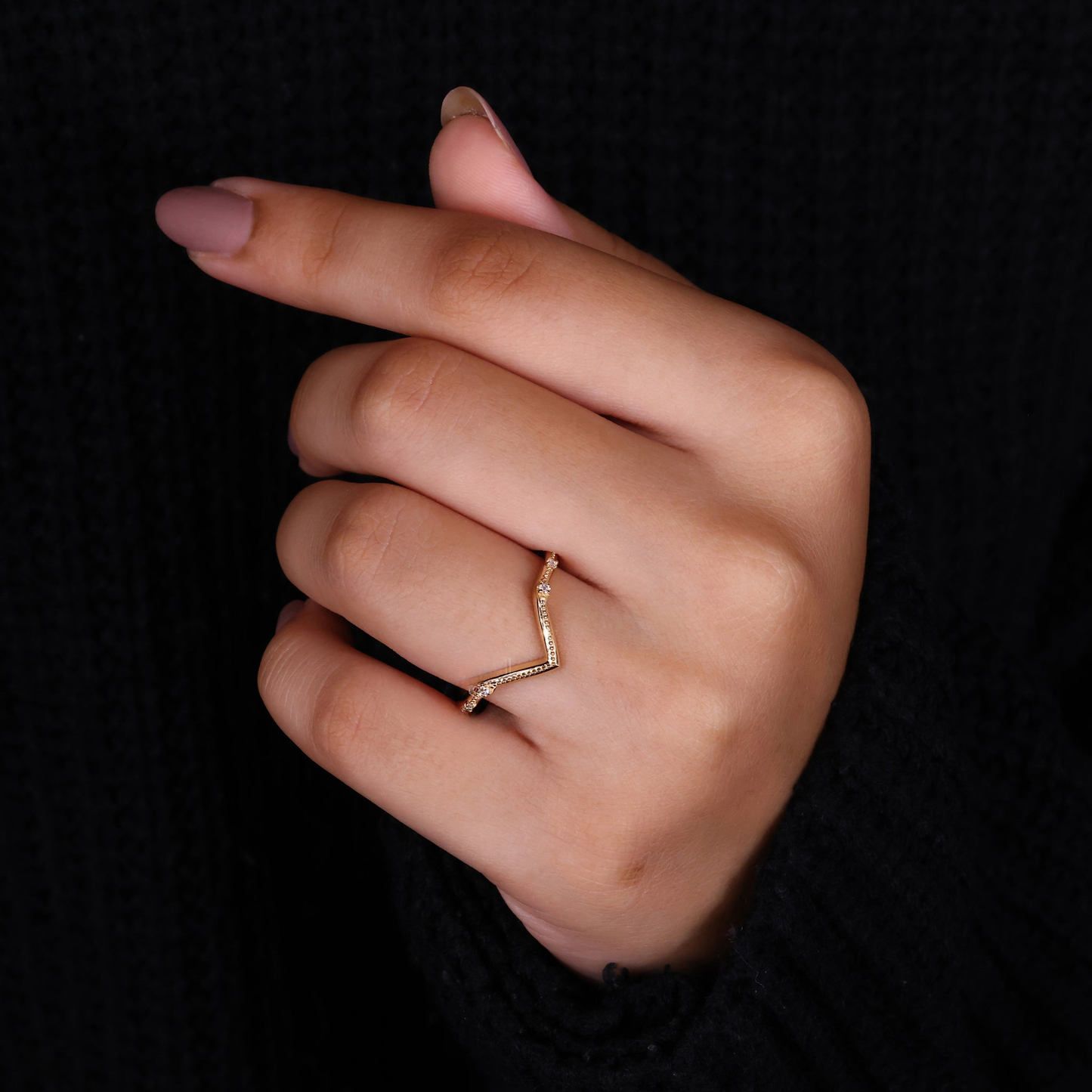 Curved Wedding Band Yellow Gold