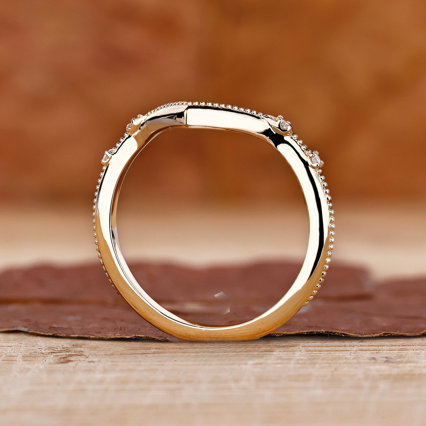 Curved Wedding Band Yellow Gold
